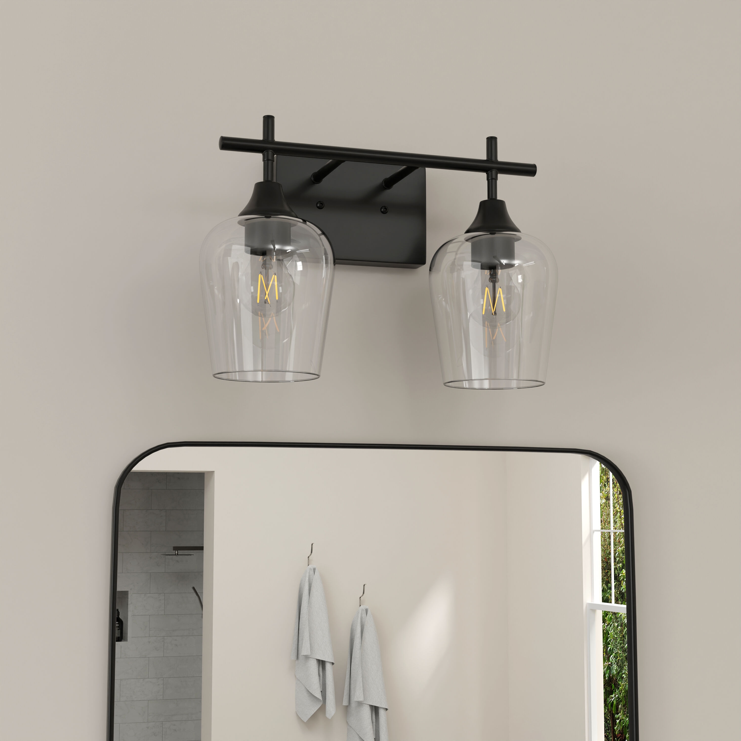 allen + roth VB24-2BK Meredith 15.31-in 2 -Light Black Modern/contemporary Vanity light