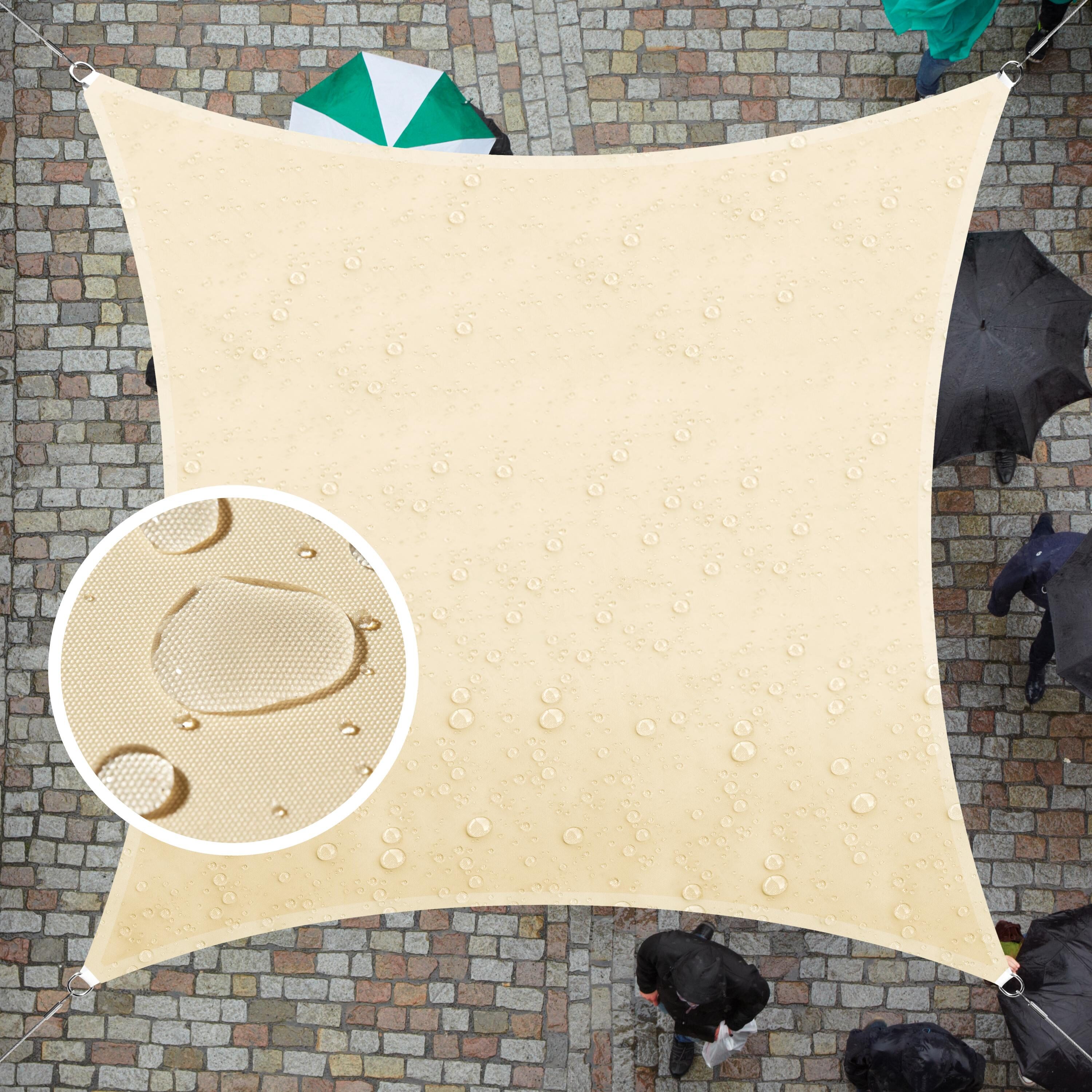 ColourTree TADS14-3 Waterproof Square Shade Sail 14-ft x 14-ft Beige Shade sail