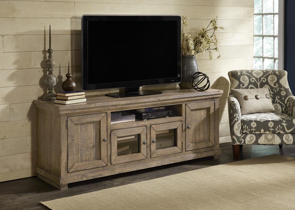 Progressive Furniture P635E-74 Willow Transitional Weathered Gray TV Stand (Accommodates TVs up to 80-in)