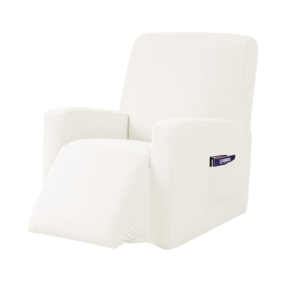 Subrtex SBTZHS006 Textured Grid Off-White Jacquard Recliner Slipcover 32-Inches W x 36.5-Inches H x 34-Inches D