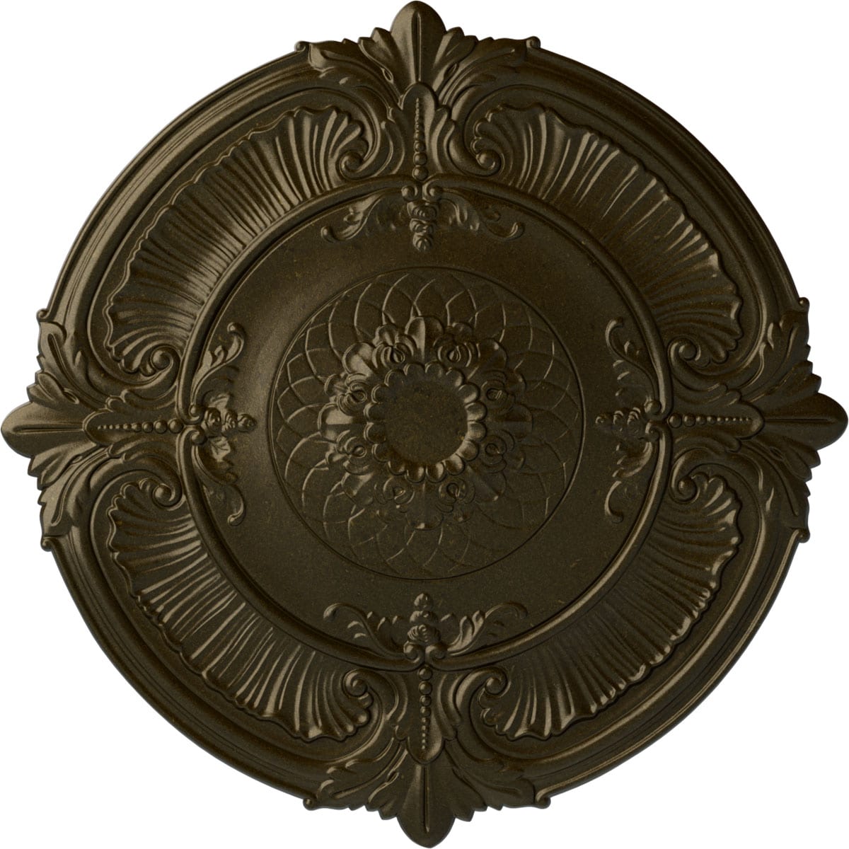 Ekena Millwork CM39ATGGS Attica 39.5-in W x 39.5-in L Painted Green Gold Polyurethane Whole Ceiling Medallion