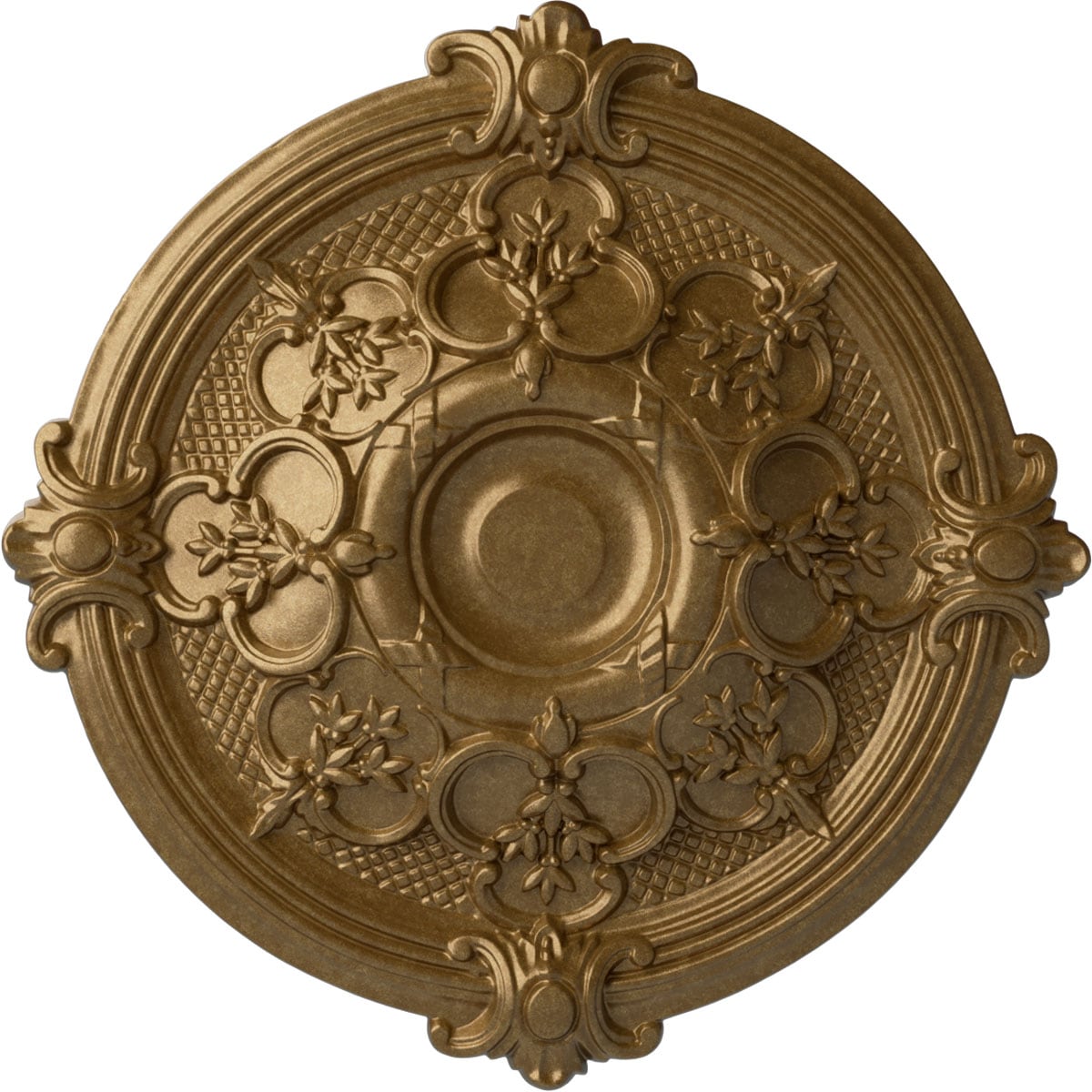 Ekena Millwork CM17HAPAS Hamilton 17.375-in W x 17.375-in L Painted Pale Gold Polyurethane Whole Ceiling Medallion