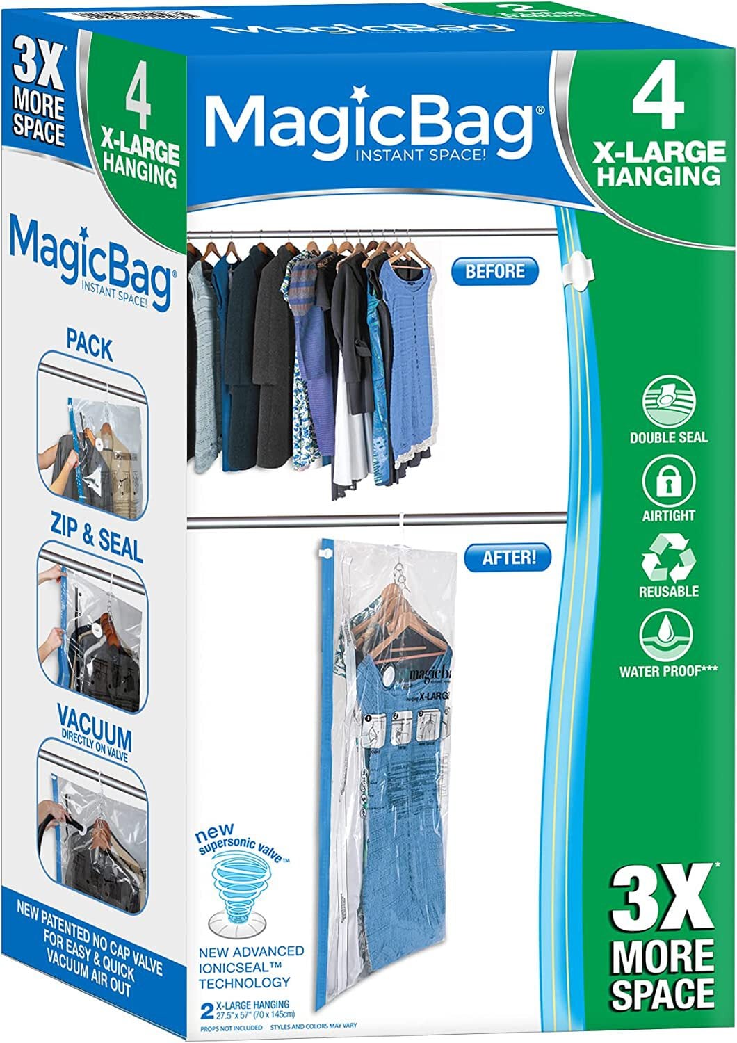 Smart Design MagicBag Space Saver Bags, 4 Hanging Extra Large Storage Bags,  3X More Space, Holds 5 Coats or 10 Dresses in the Vacuum Sealer Accessories  department at