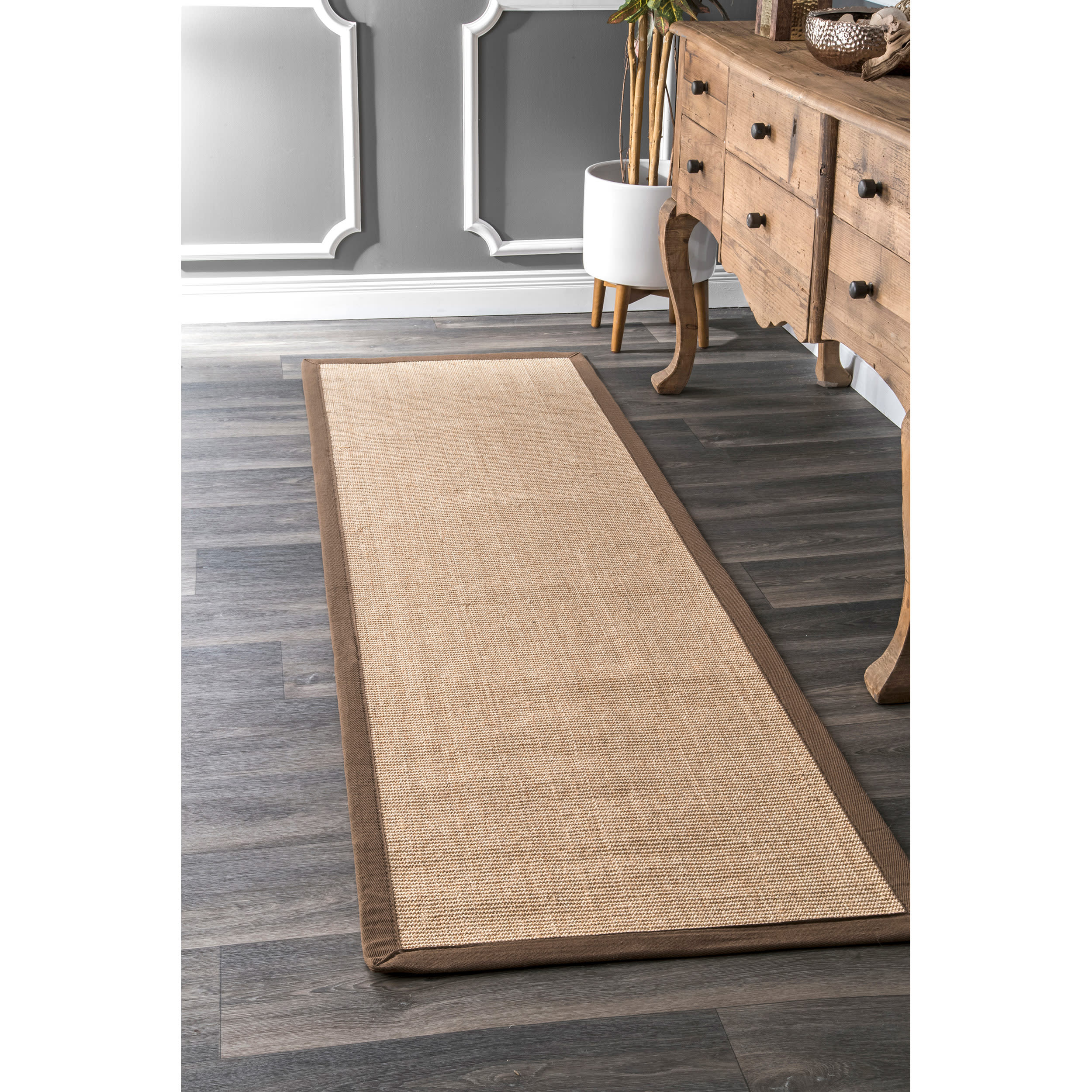 nuLOOM ZHSS01E-26010 2 x 10 (ft) Sisal Brown Rectangular Indoor Border Runner rug
