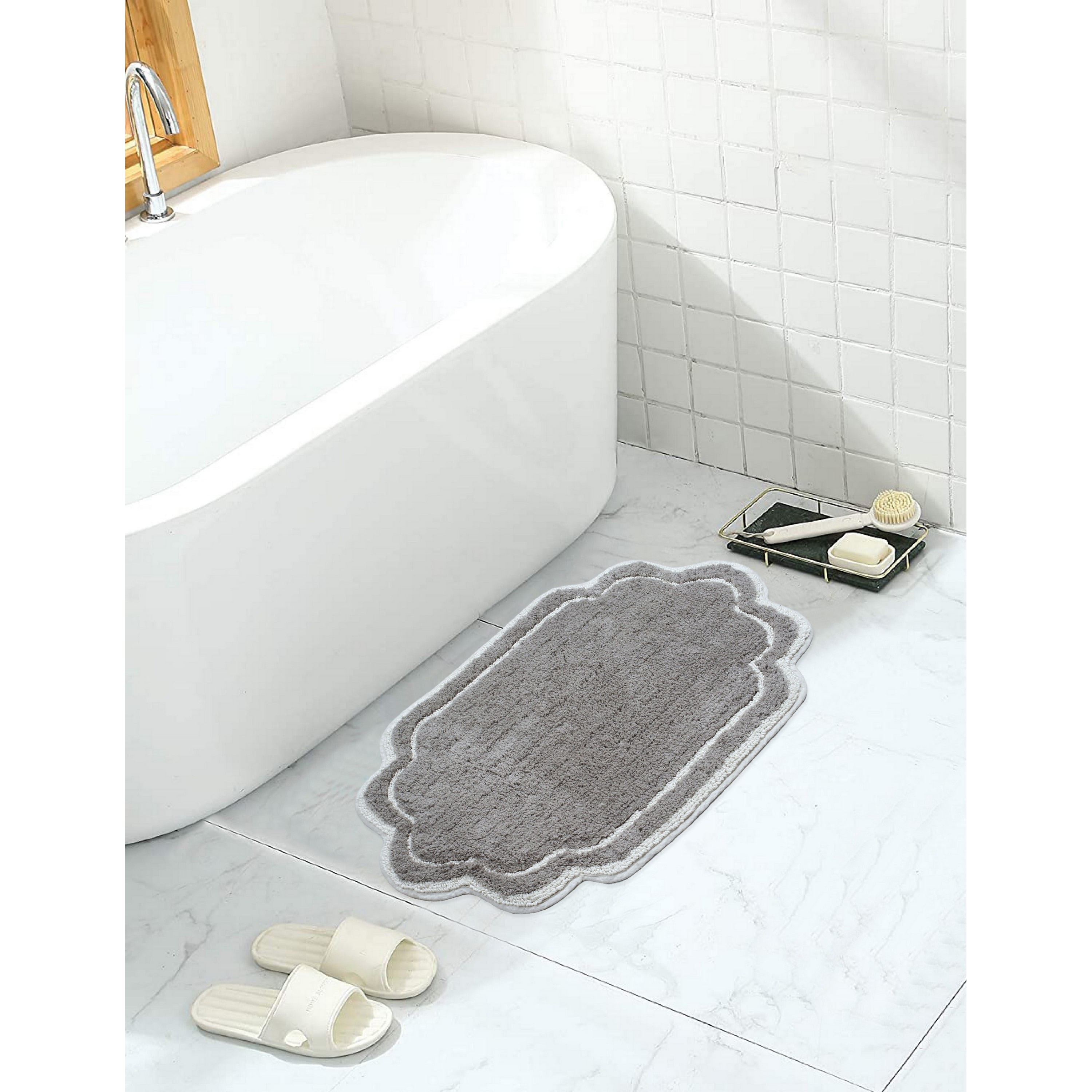 Home Weavers BALL1724GY Allure 17-Inches x 24-Inches Gray Cotton Bath rug