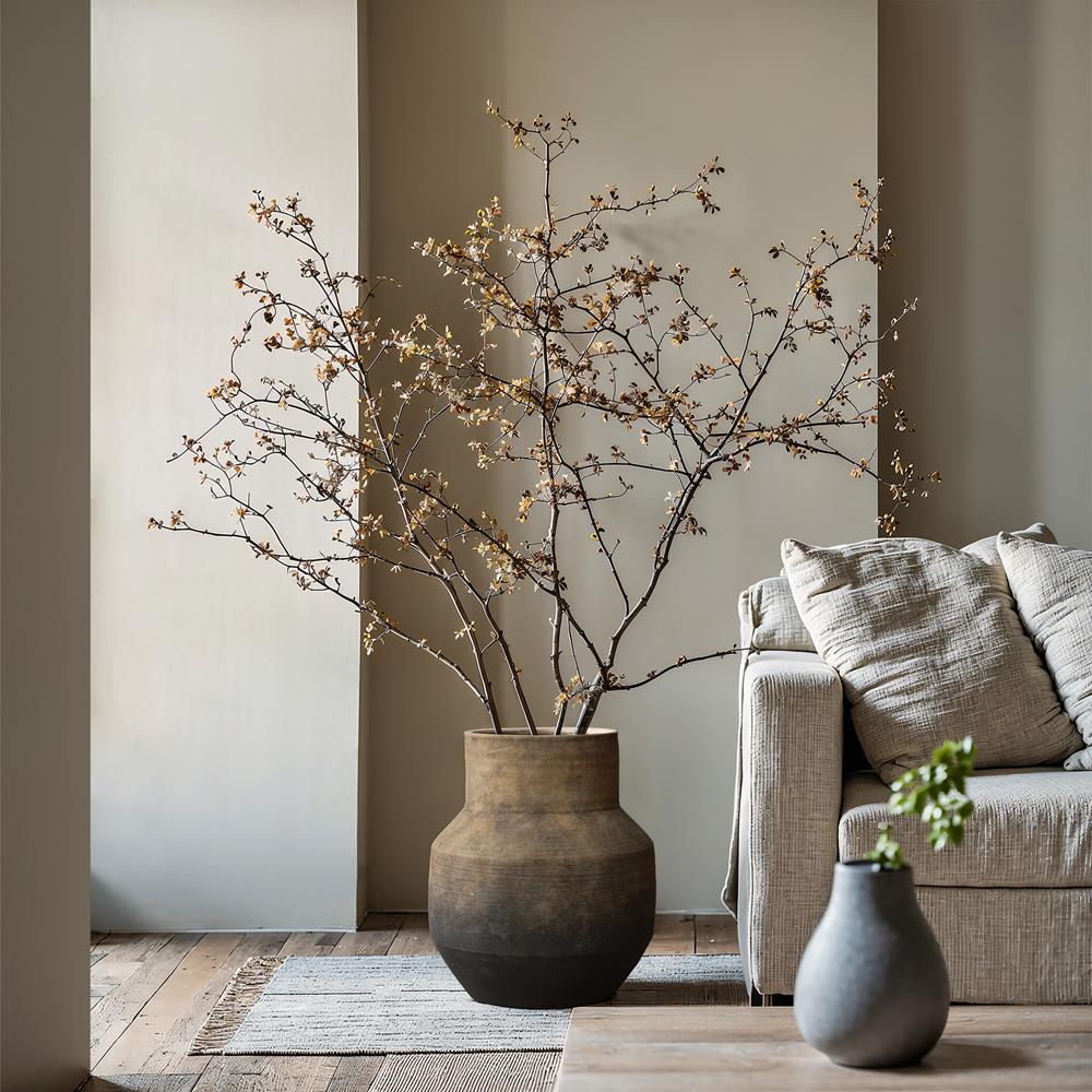 Handcrafted Brown and Black Ceramic Decorative Table Vase