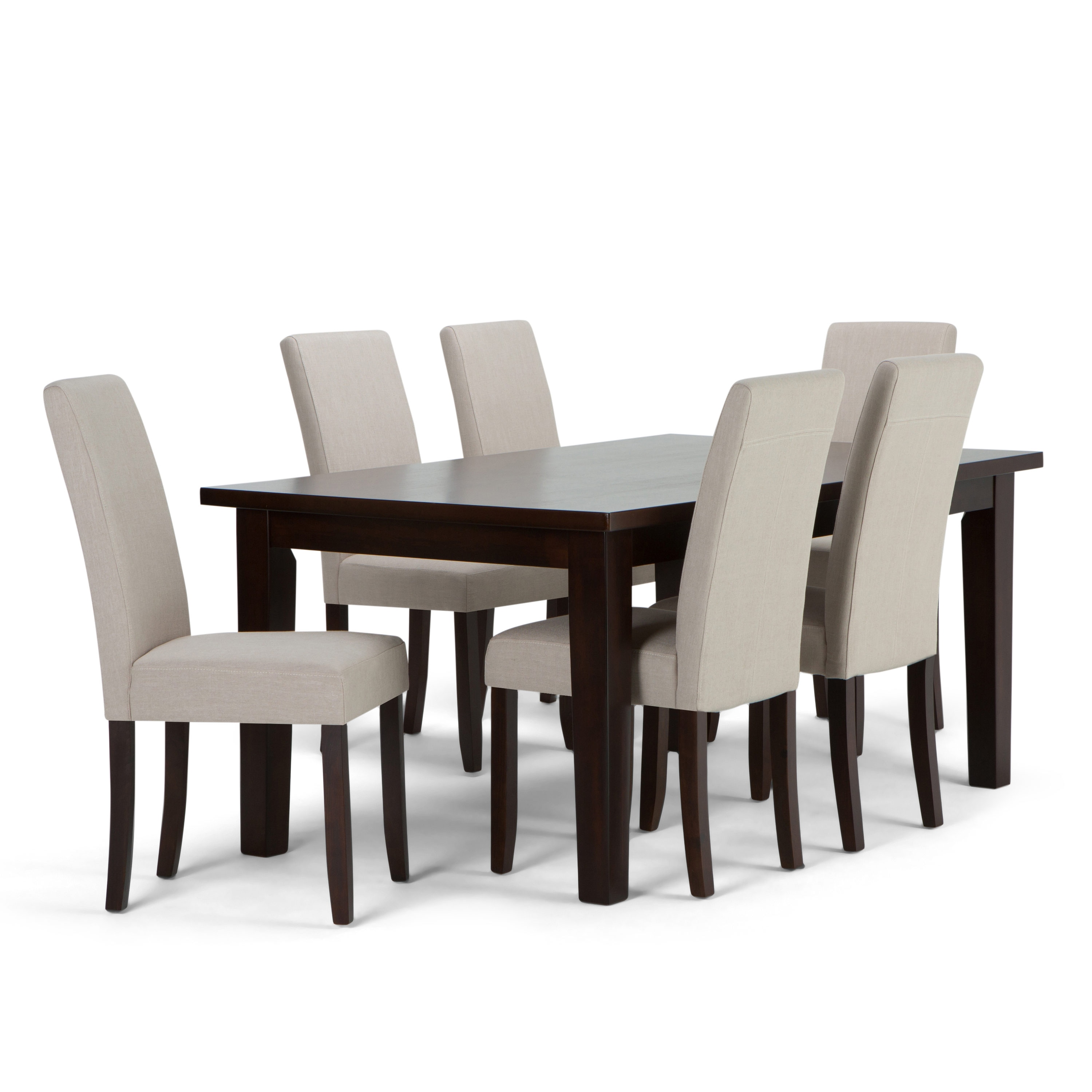 Simpli Home AXCDS7-ACA-LBL Acadian Light Beige Transitional Dining Room Set with Rectangular Table (Seats 6)