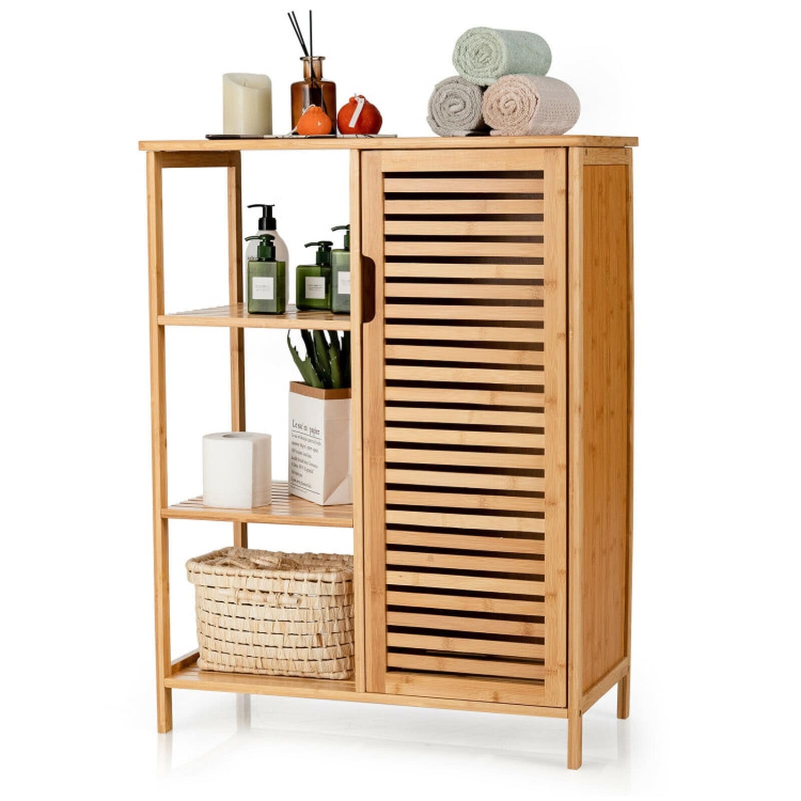 SUGIFT Bamboo Bathroom Storage Cabinet with Single Door-Natural #LW102SUGHY2650
