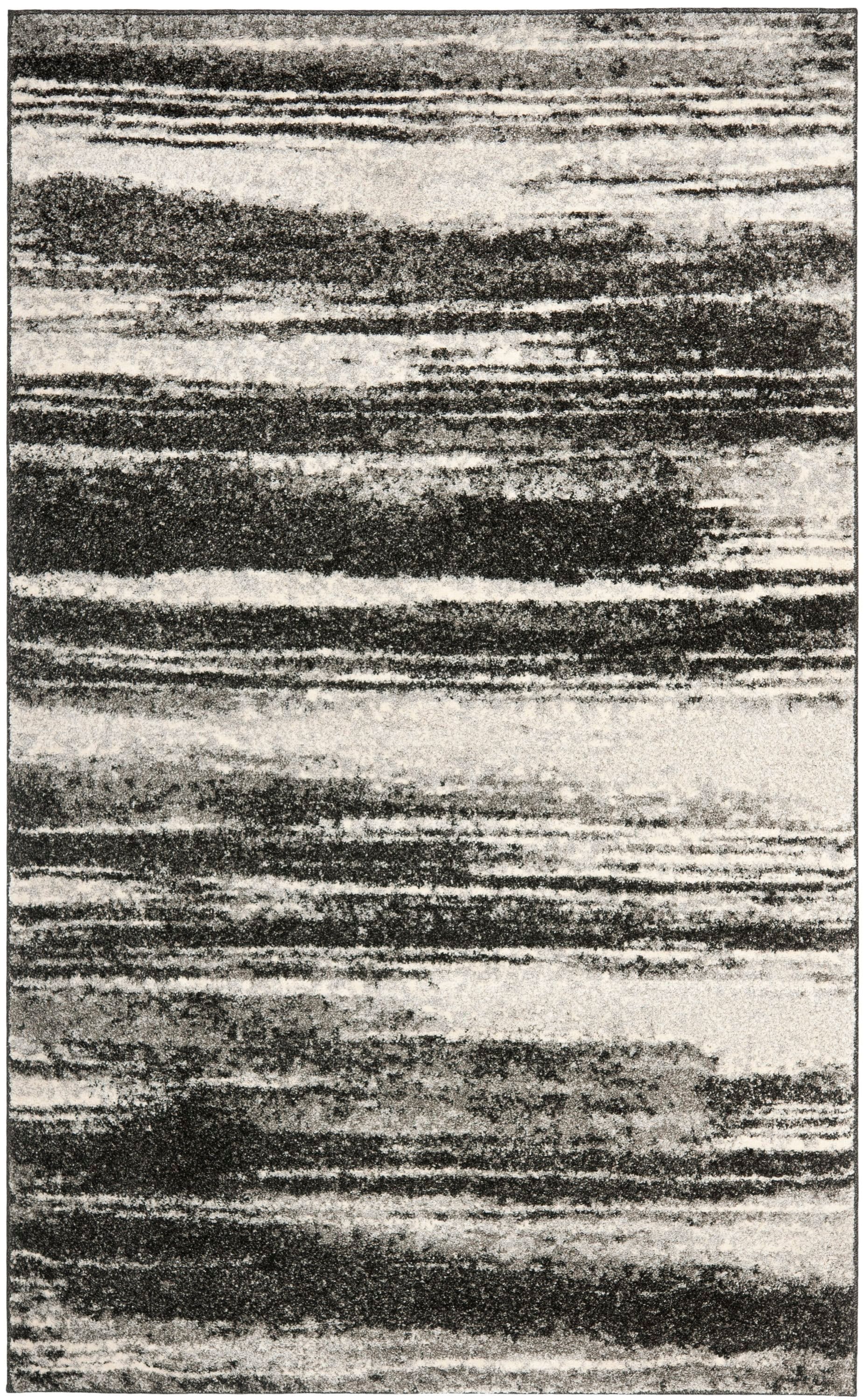 Safavieh RET2693-8479-6 Retro Fissure 6 x 9 (ft) Loomed Polypropylene Dark Gray/Light Gray Rectangular Indoor Stripe Area rug