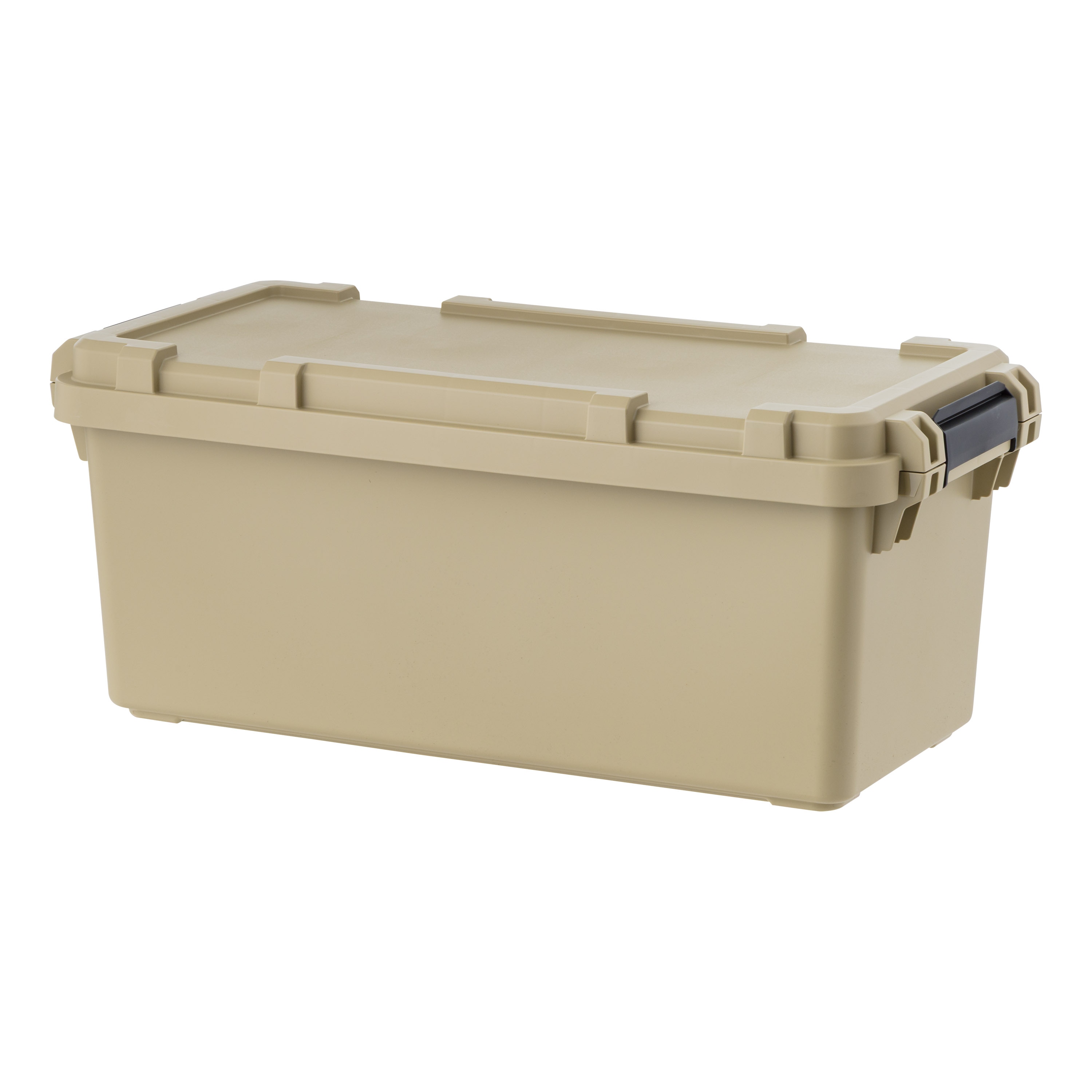 Project Source 200075 Medium 15.1 -Gallons ( 60 -Quarts ) Khaki Yellow/Solid Heavy Duty Stackable Tote with Latching Lid