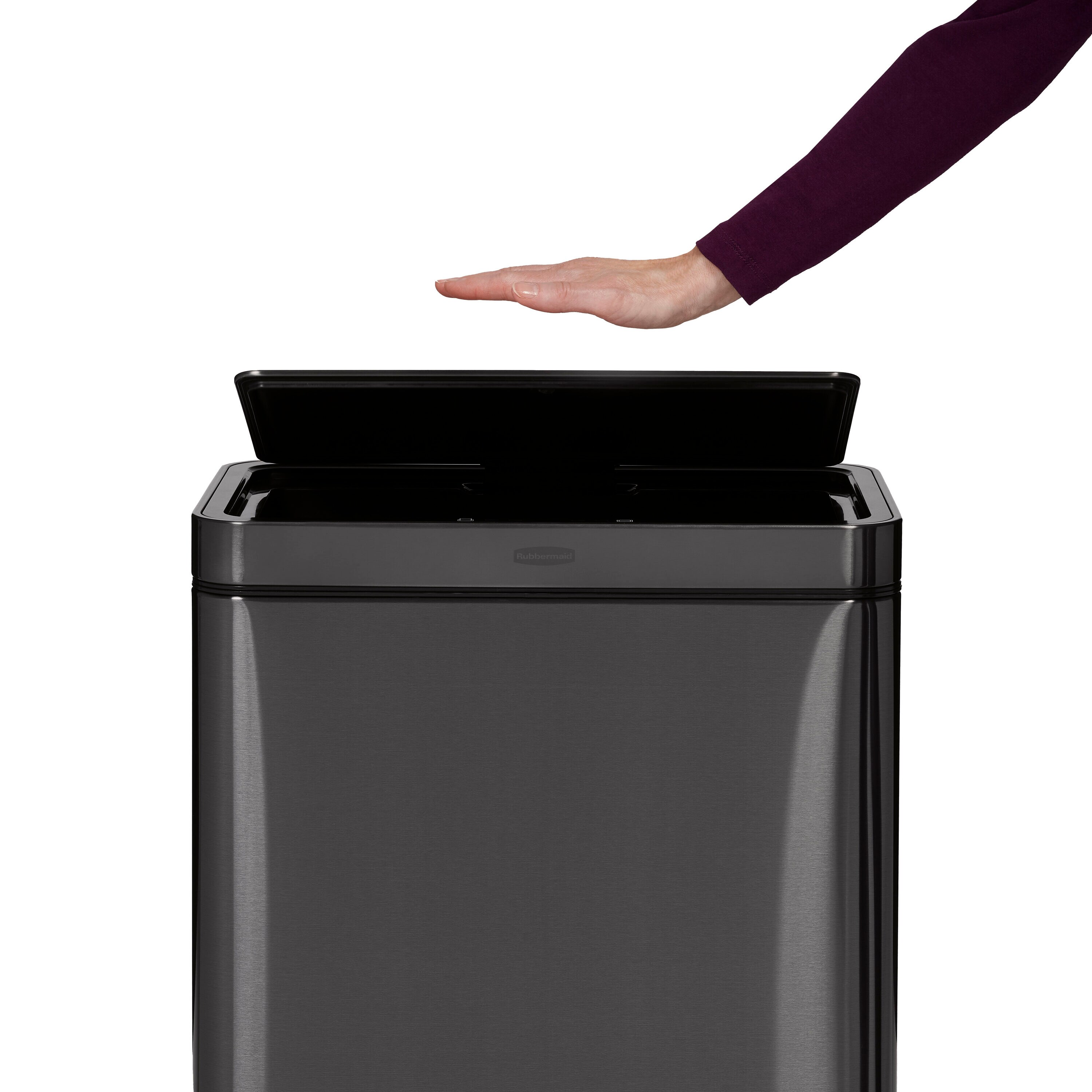 Household Essentials 30 l/8 Gal. Round Touchless Trash Can Black Stainless  Steel with Motion Sensor 94510-1 - The Home Depot