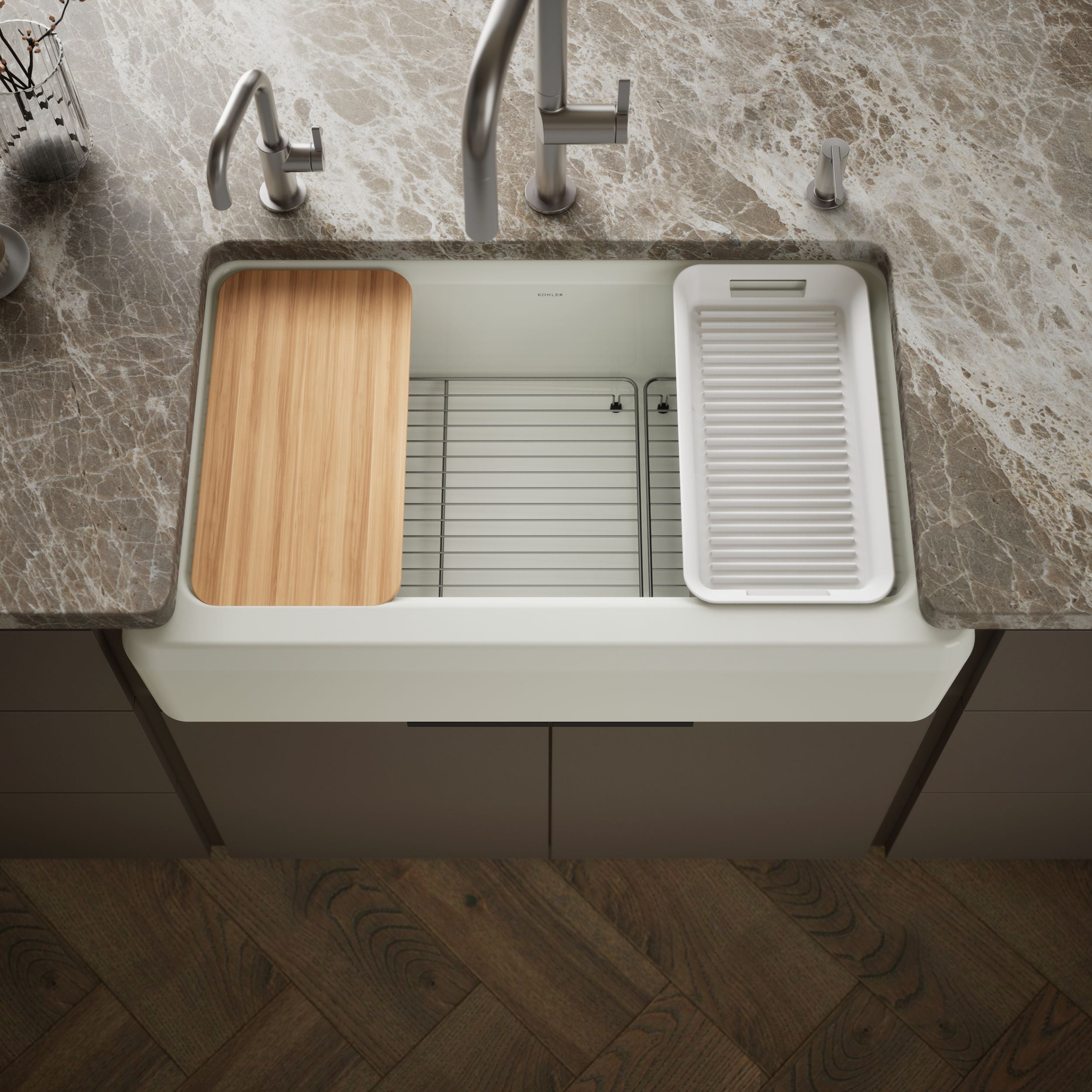 KOHLER Riverby Undermount 35.7-in x 20-in Cast iron Single bowl Kitchen Sink