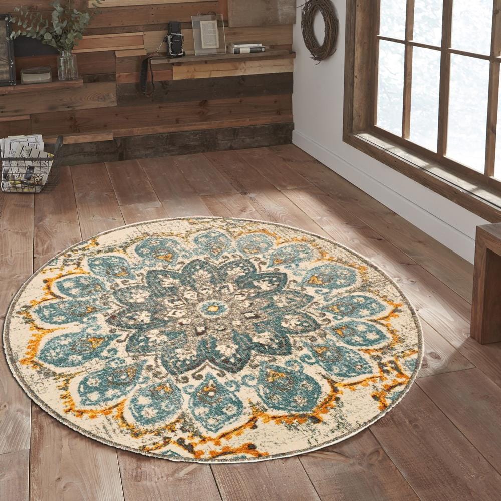 MSRUGS Vintage 5 x 5 Multiple Colors/Finishes Round Indoor Floral/Botanical  Vintage Area Rug in the Rugs department at