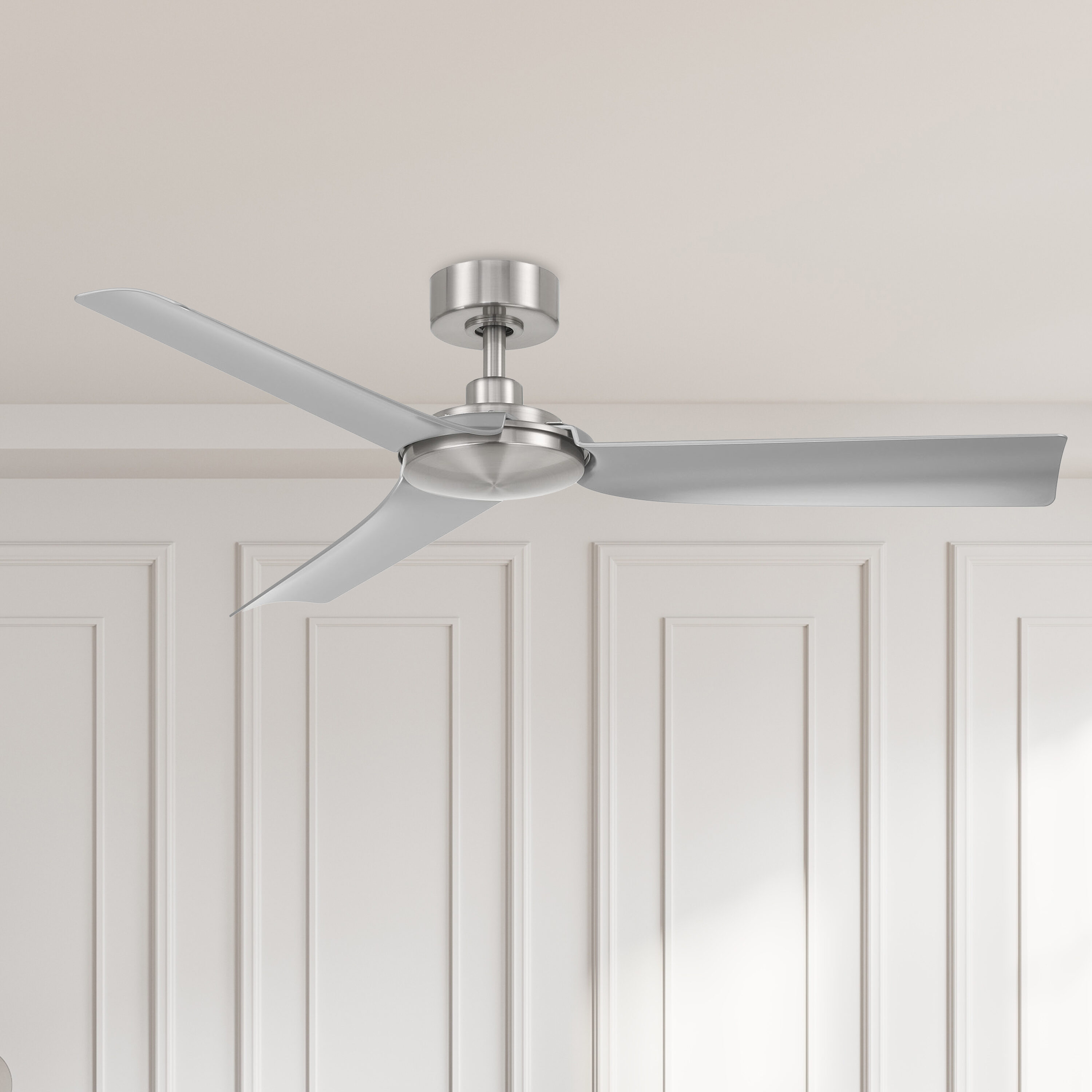 Harbor Breeze AR17-52BN Lochwood 52-in Outdoor Brushed Nickel with Matte Silver Blades Ceiling Fan Without Light - Remote Included ( 3 -Blade )