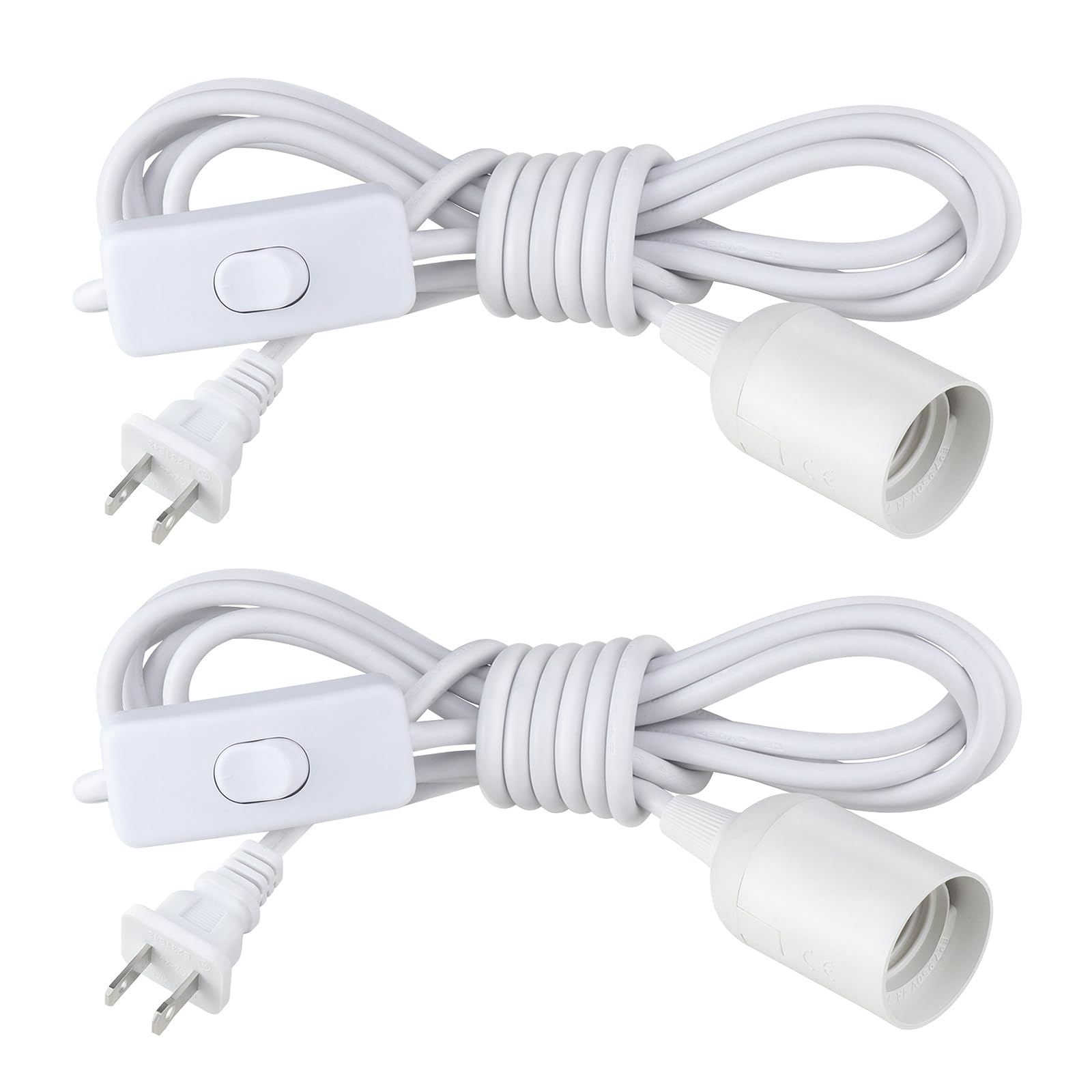 Anqtovp  2 Pack Plug in Hanging Light Kit with E26 E27 Vintage Style Pendant Light and 9.9FT Cord with On Off Switch for Living Room White