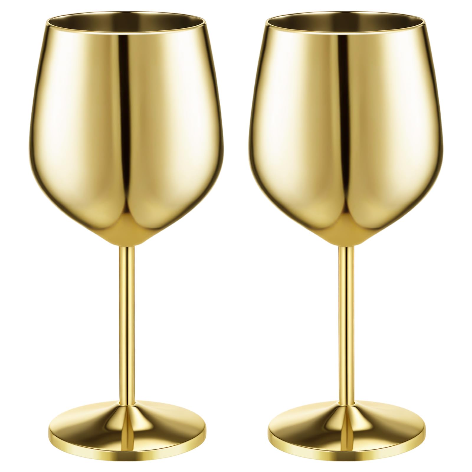 Aoibox  Gold Stem Stainless Steel Wine Glasses 18 oz Unbreakable 2 Pack Goblets for Champagne Banquets Parties