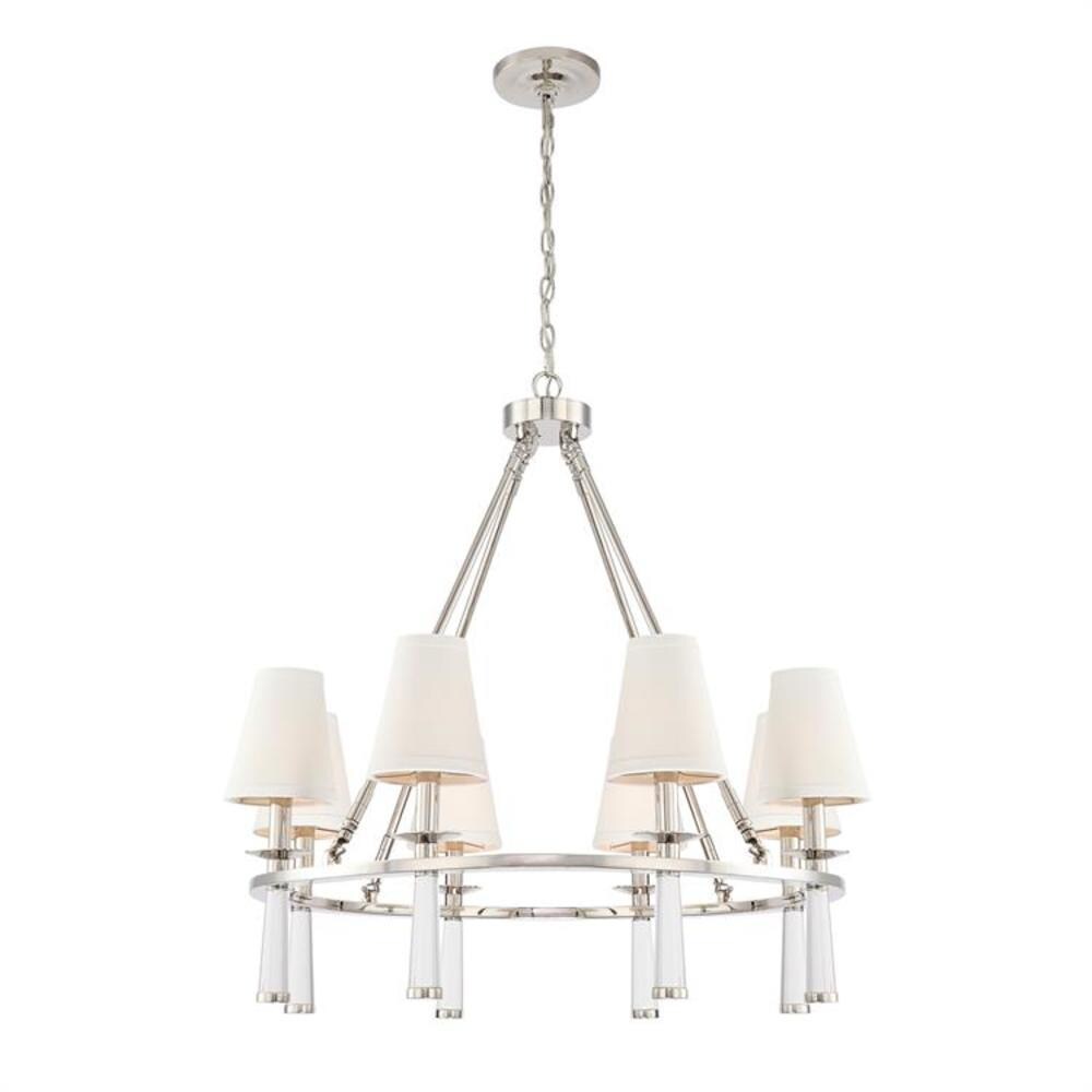 Crystorama 8867-PN Baxter 8 Light Chandelier, Polished Nickel