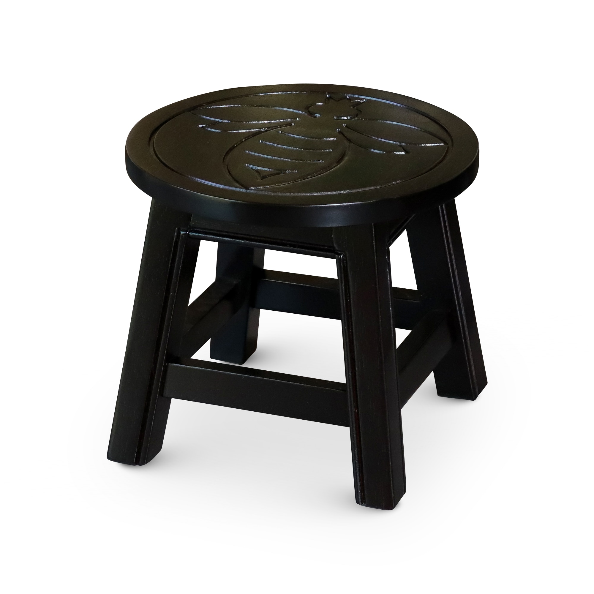 LOVMOR Carved Wooden Step Stool Queen Bee Espresso #SF-WO-B04660635