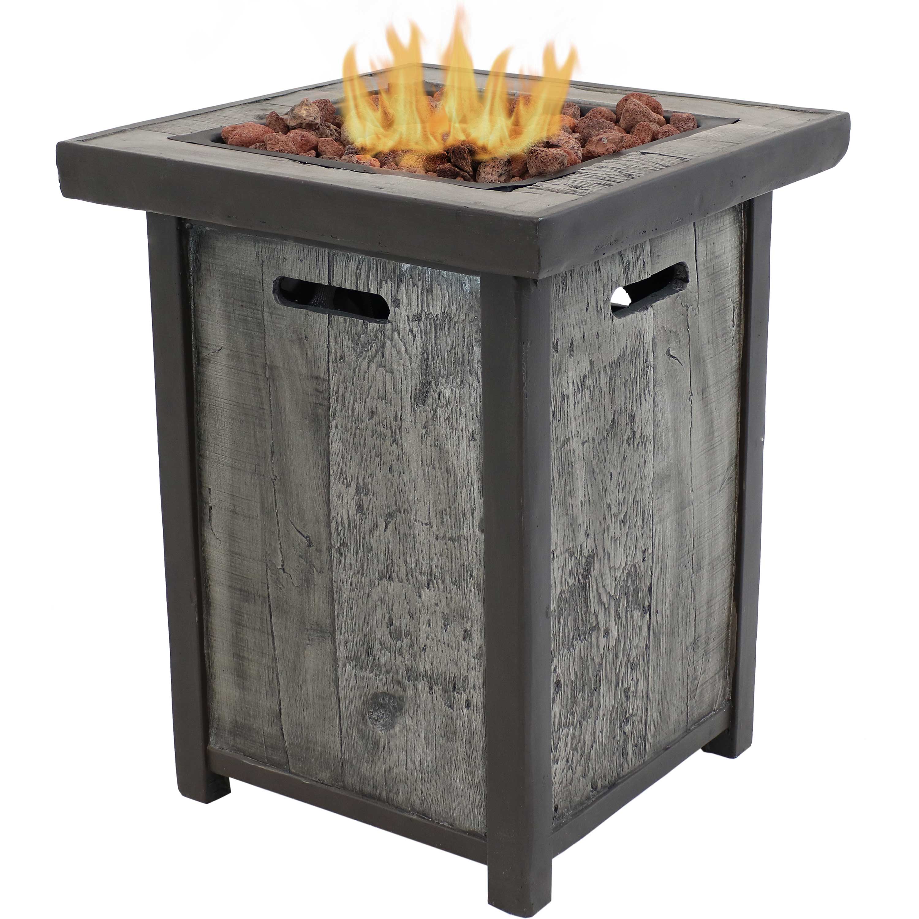 Sunnydaze Decor WAR-833 20-in W Gray Portable Composite Square Tabletop Liquid propane Fire column