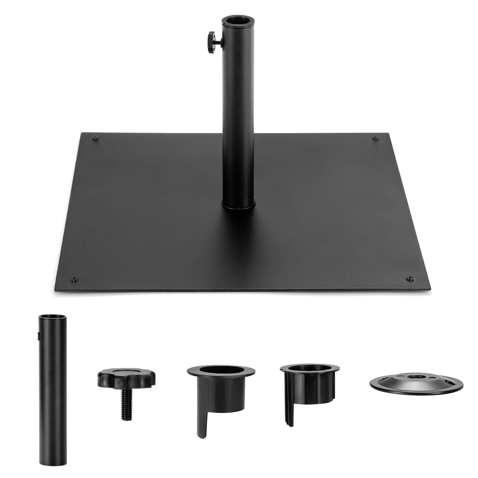 WELLFOR Heavy-Duty Steel Patio Umbrella Base, 25-in x 25-in Square, 40 ...