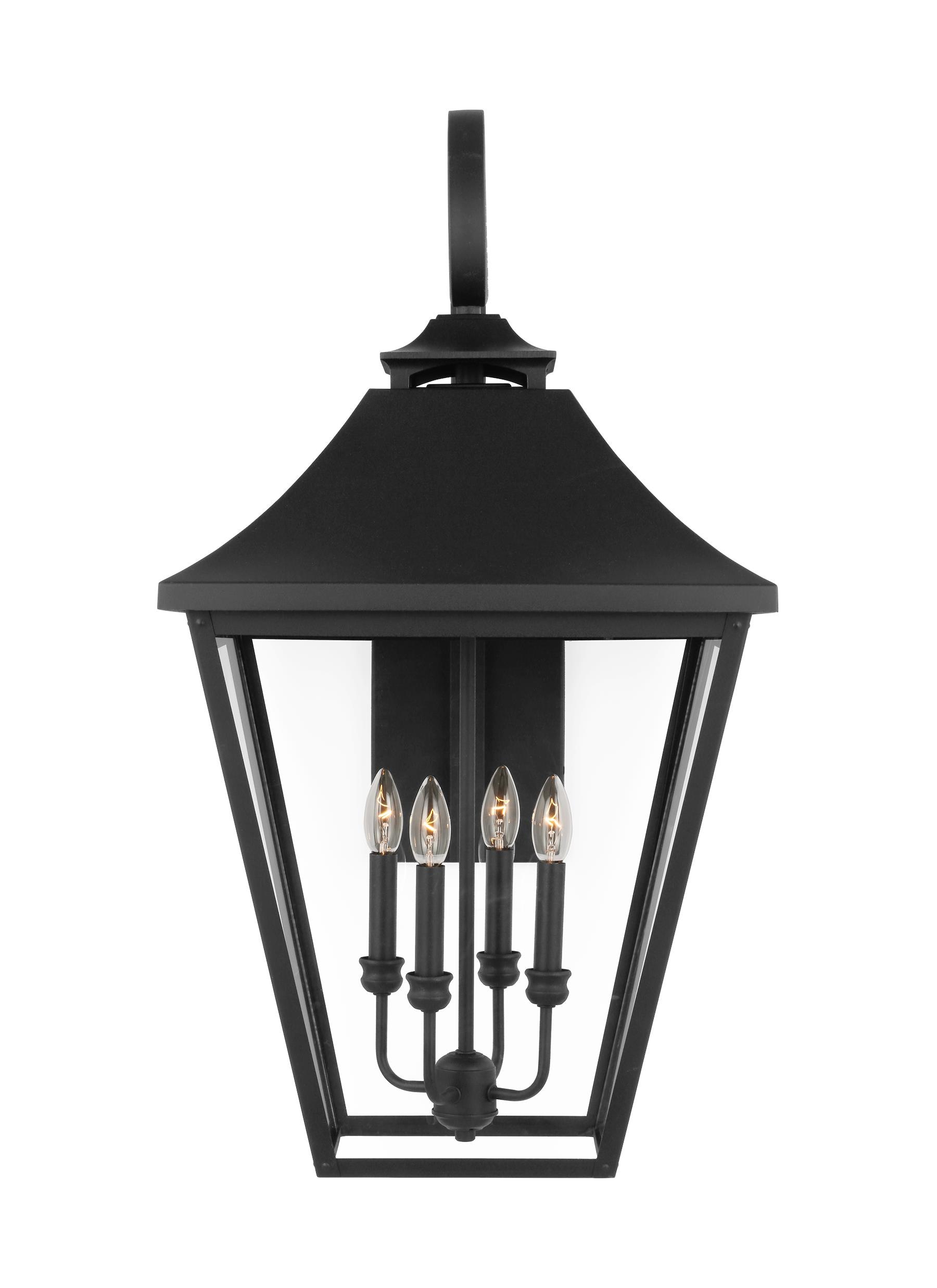 Galena Extra Large Black Outdoor Wall Lantern with Clear Seeded Glass