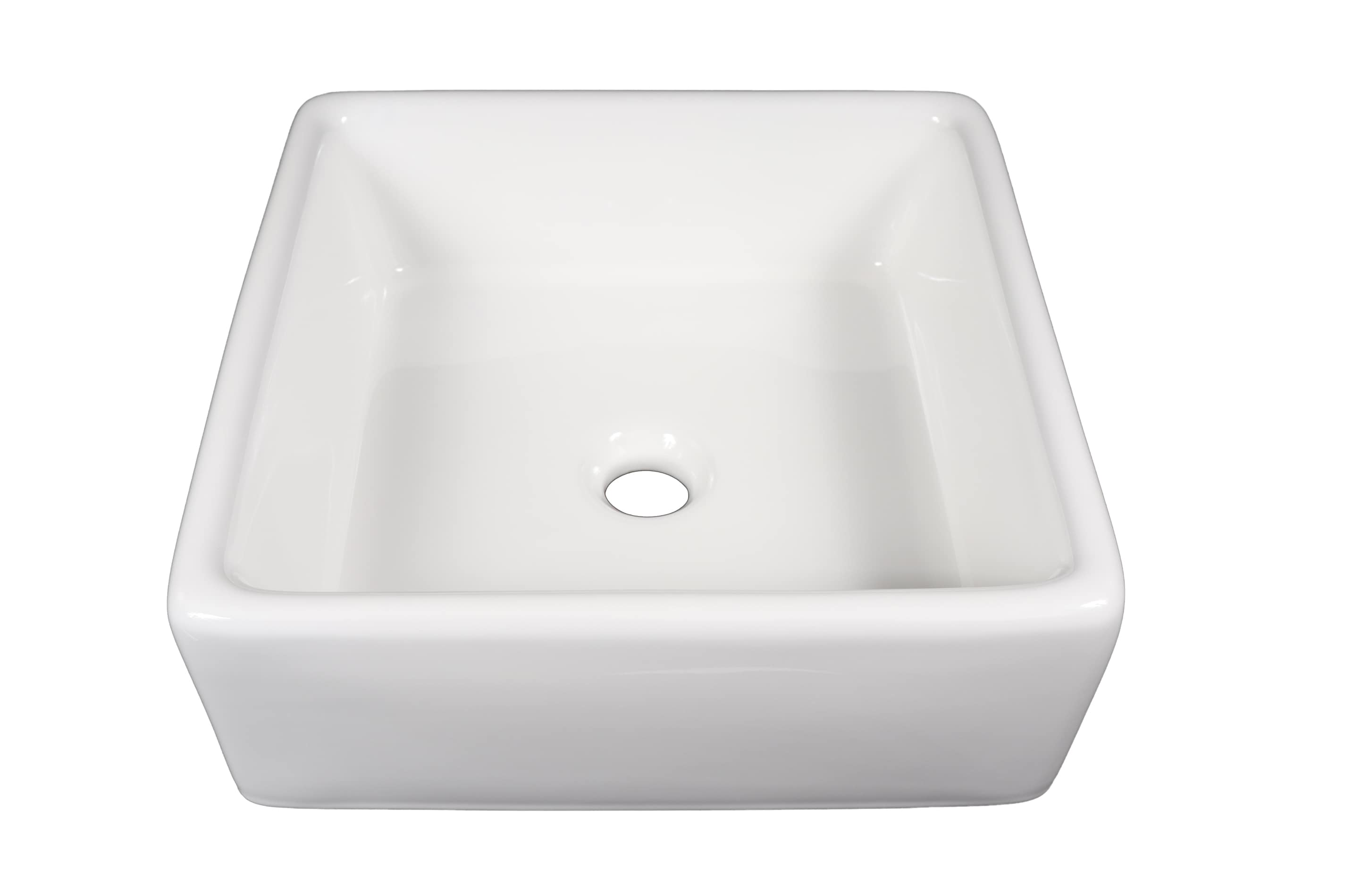 White Vessel Square Modern Bathroom Sink (15.16-in x 15.16-in) | - allen + roth ML-20520