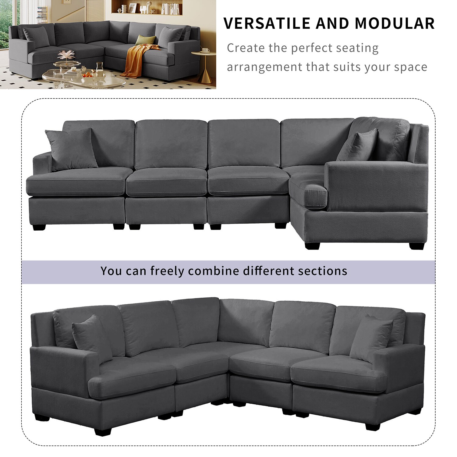 SINOFURN SYA010257GY Sofas-Loveseats - View #17