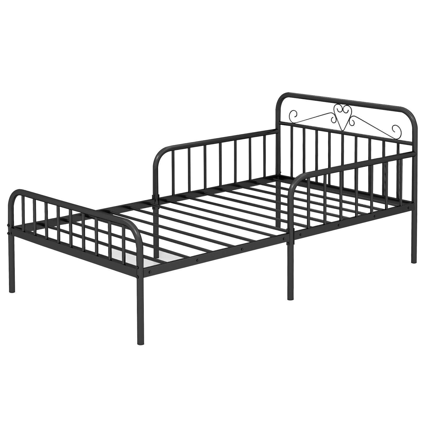 Iseryn DC16757DK Twin Black Metal Bed Frame with Headboard