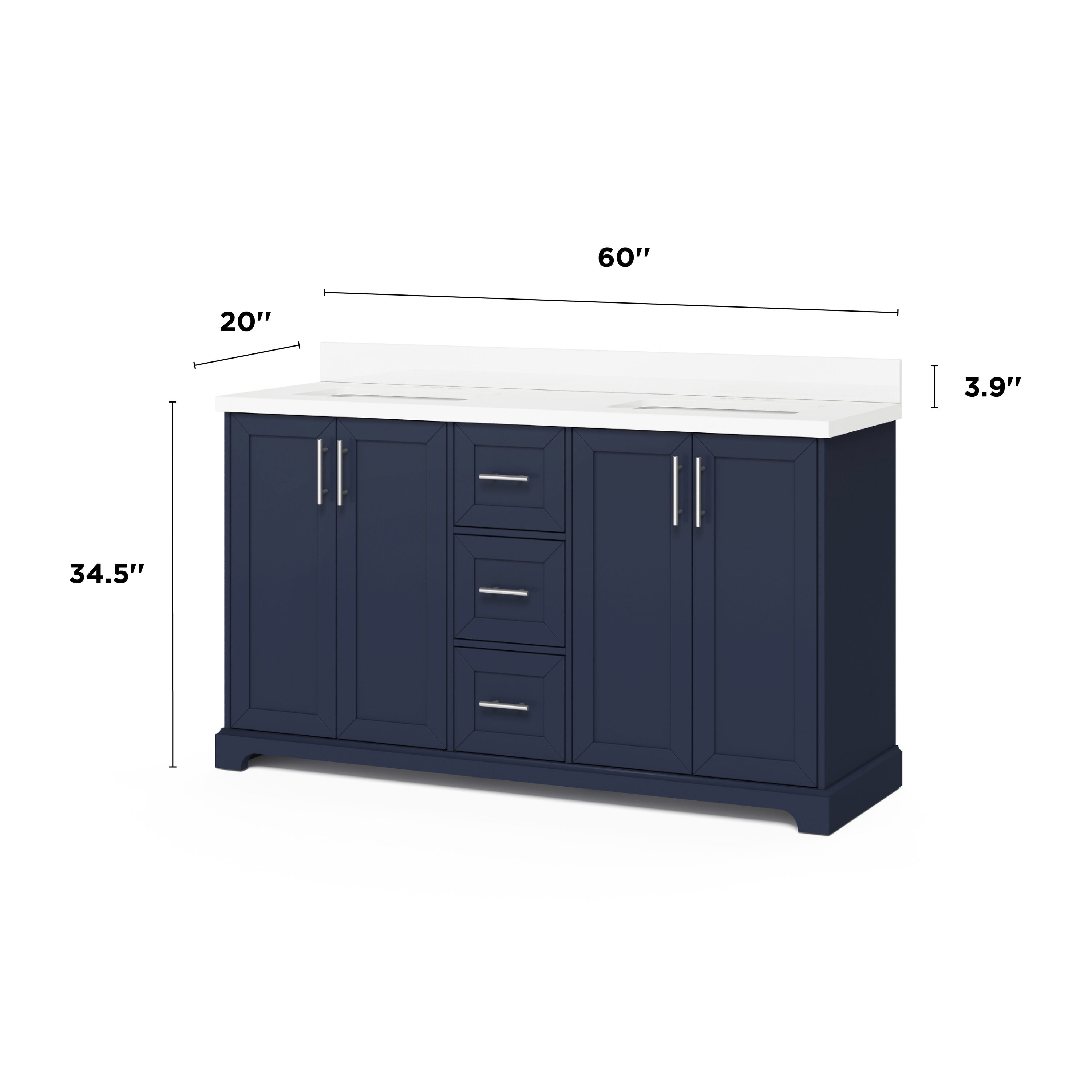 Style Selections Harwell 60-in Midnight Blue Undermount Double Sink ...