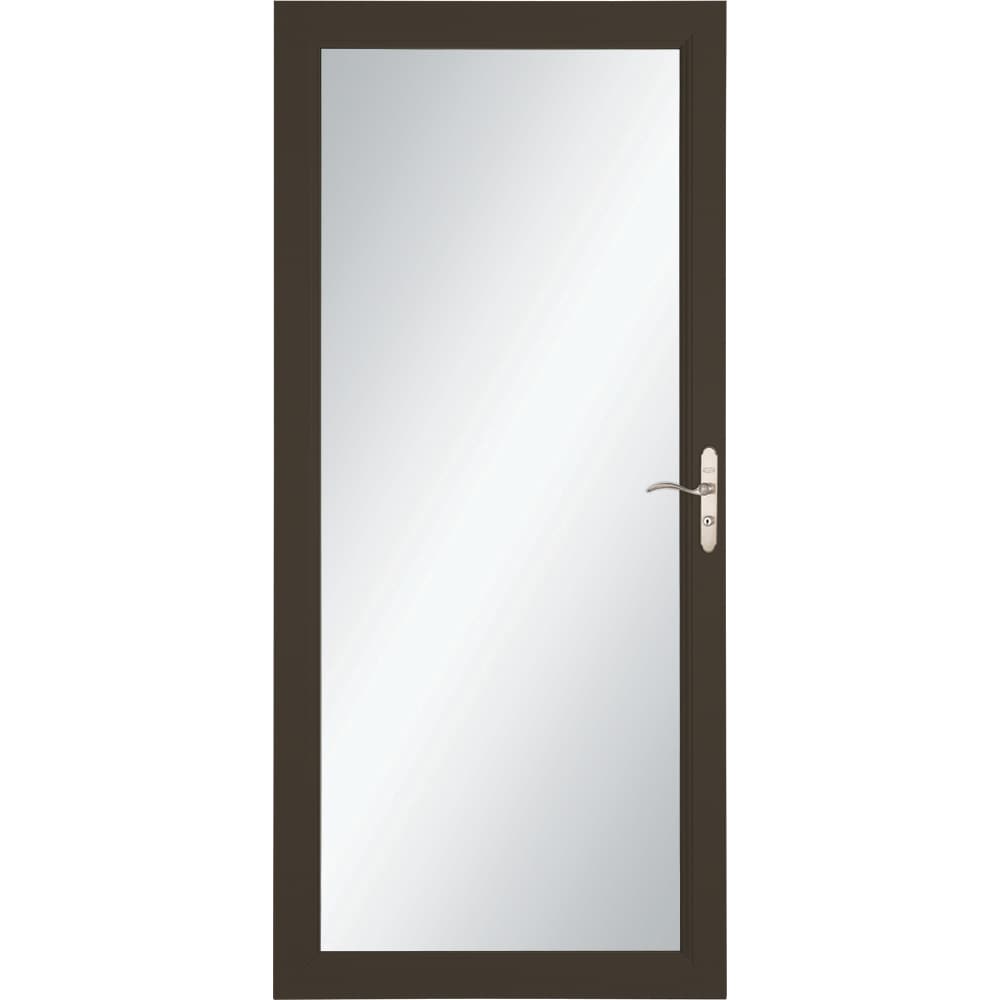 Signature Selection 36-in x 81-in Elk Full-view Interchangeable Screen Aluminum Storm Door with Brushed Nickel Handle in Brown | - LARSON 1490404217