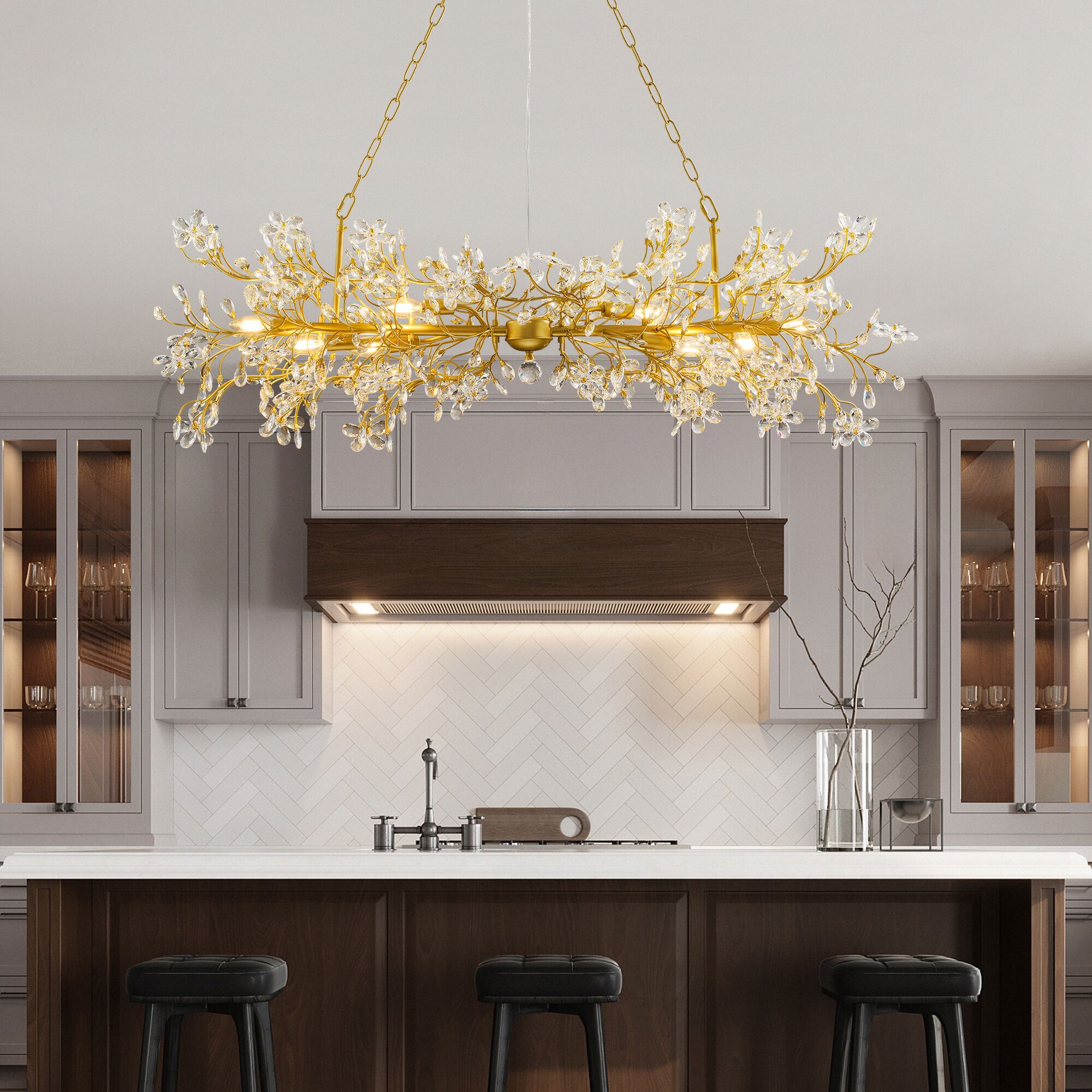 Kviflon 52in Modern Crystal Tree Branch Chandelier in the