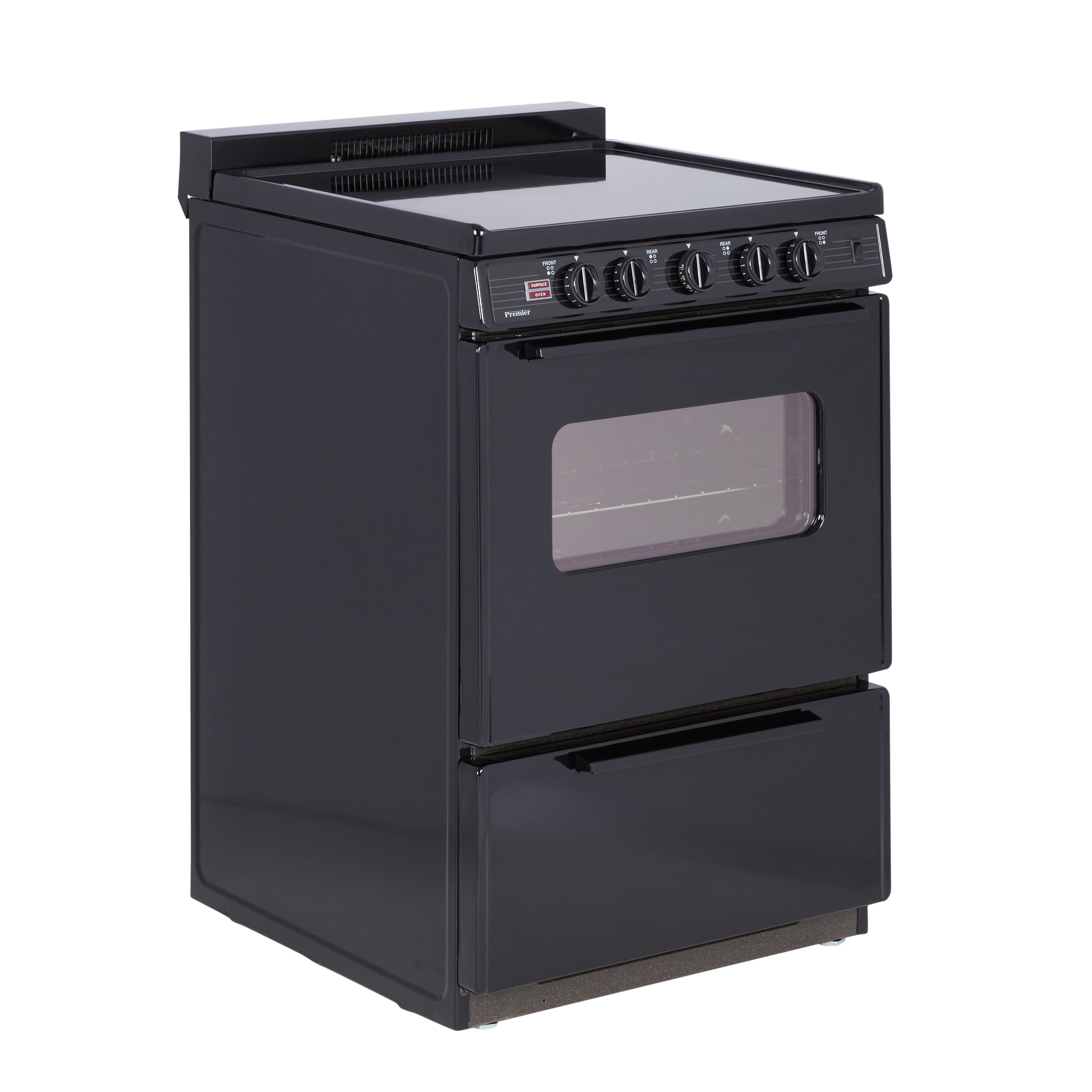 Premier ECK600BP 24 Inch Freestanding Electric Range with 4 Coil Elements,  Stainless Steel Body, Manual Clean, 2 Adjustable Oven Racks, ADA Compliant  and 1 1/2 Inch Black Porcelain Vent Rail