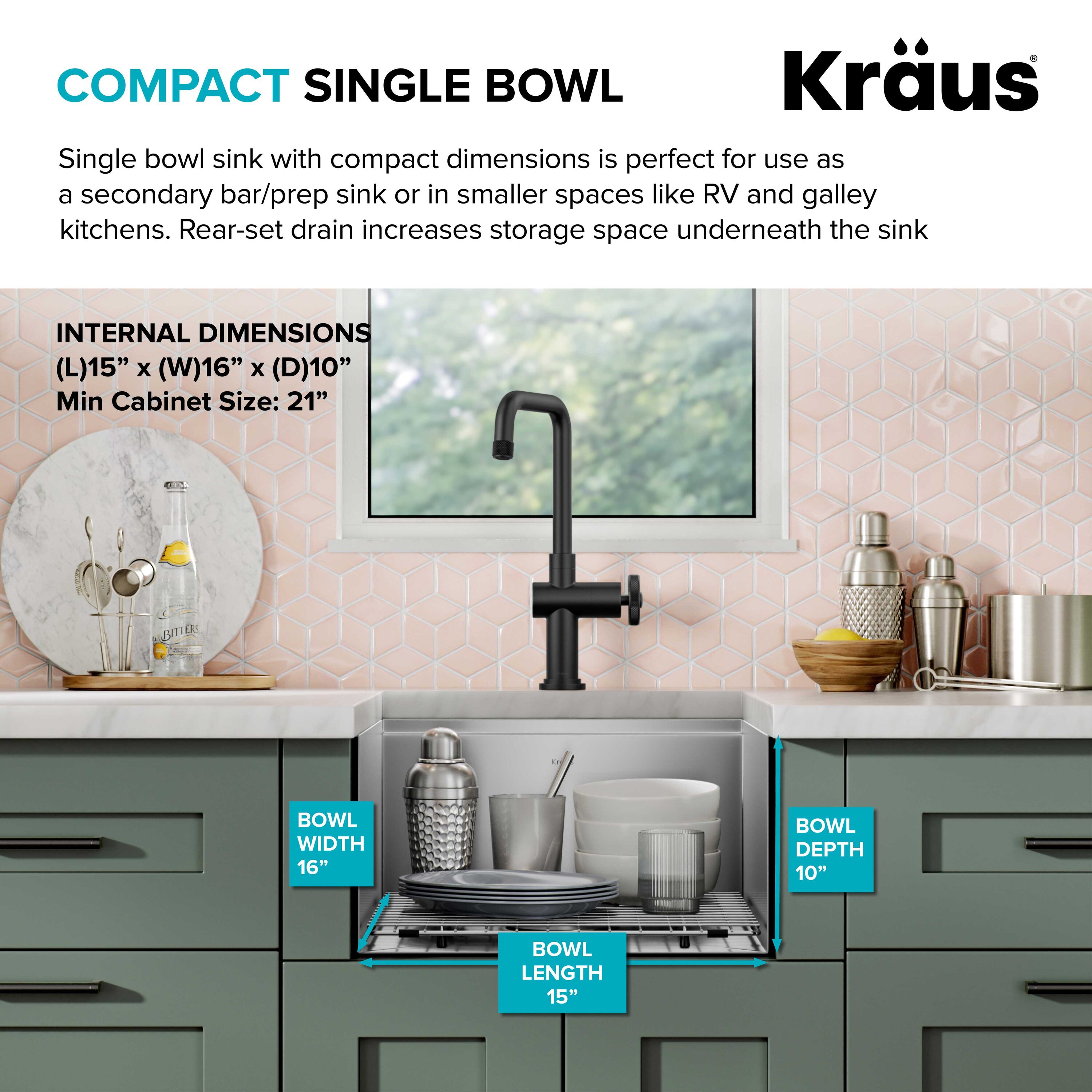 Kraus Kore 17-in L x 19-in W Stainless Steel Undermount  Commercial/Residential Bar Sink in the Bar  Prep Sinks department at 