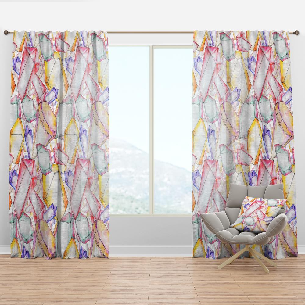 Designart CTN18747-52-95 95-Inches White Abstract Room darkening Thermal lined Rod pocket Single curtain panel