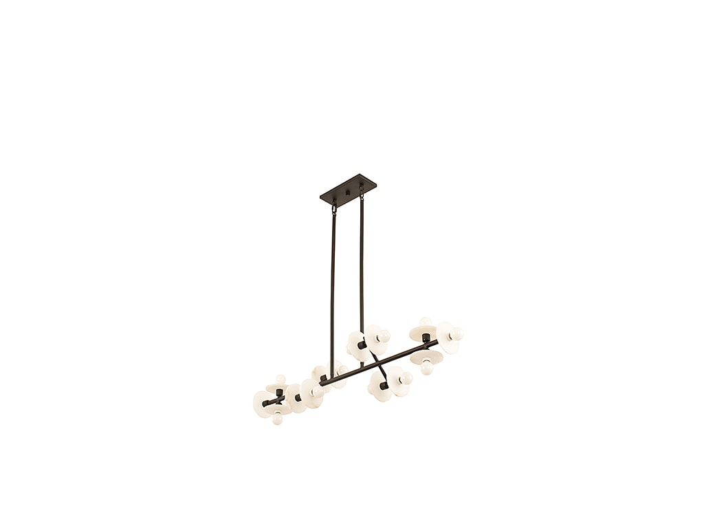 Amani Black Cashmere 14-Light Linear Chandelier with Alabaster Discs