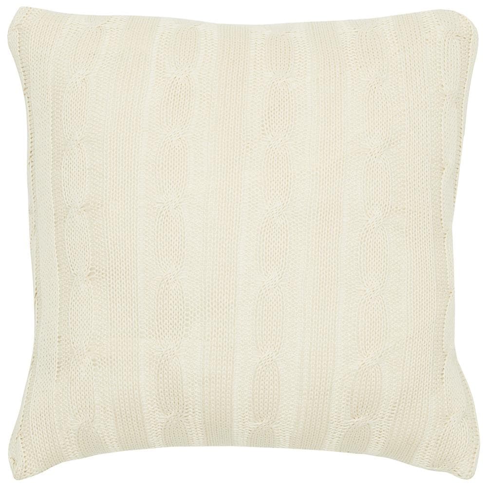 Rizzy Home T05066 Poly filled pillow 18-in x 18-in Ivory Square Indoor Decorative Pillow