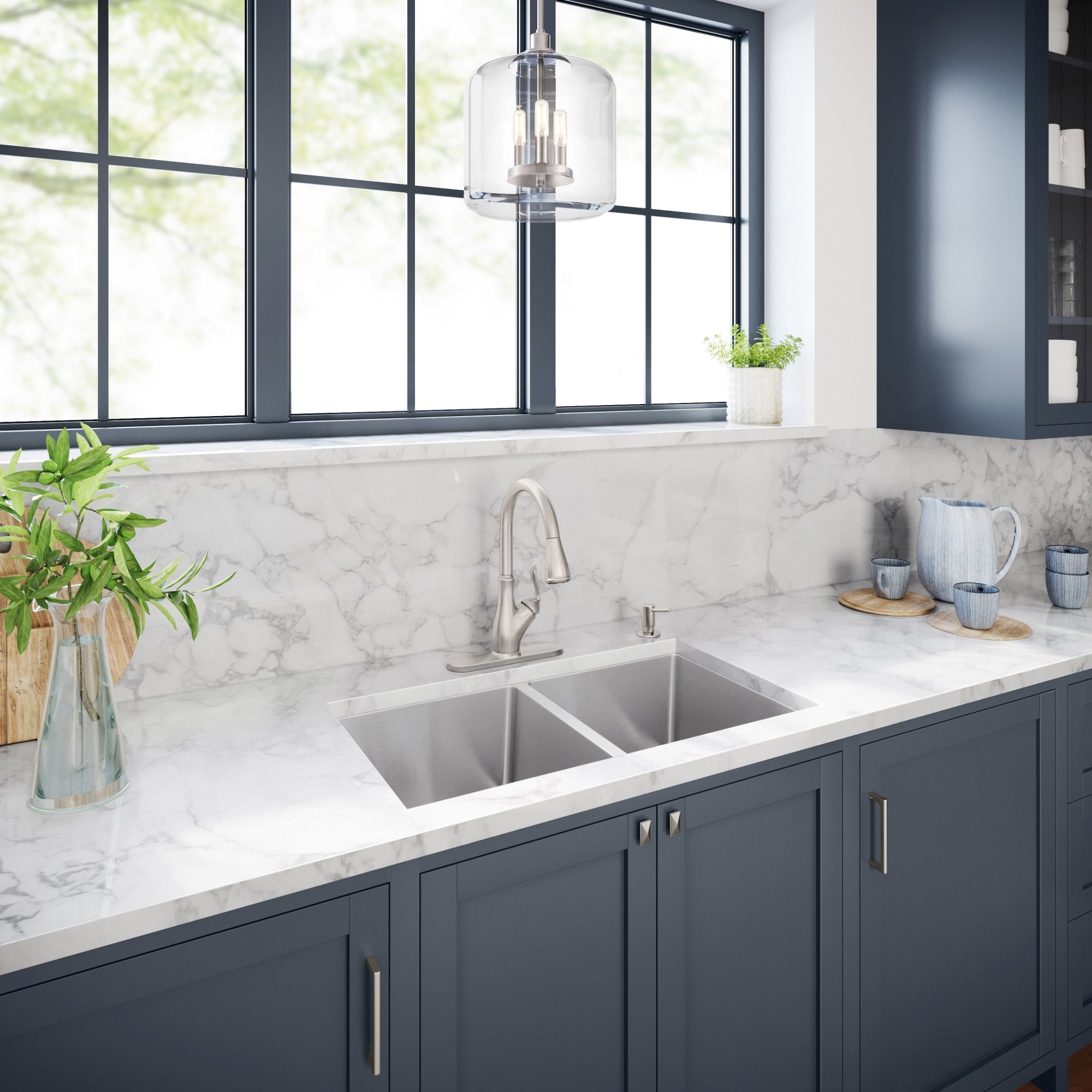 33'' Stainless Steel Double Bowl Drop-In Kitchen Sink