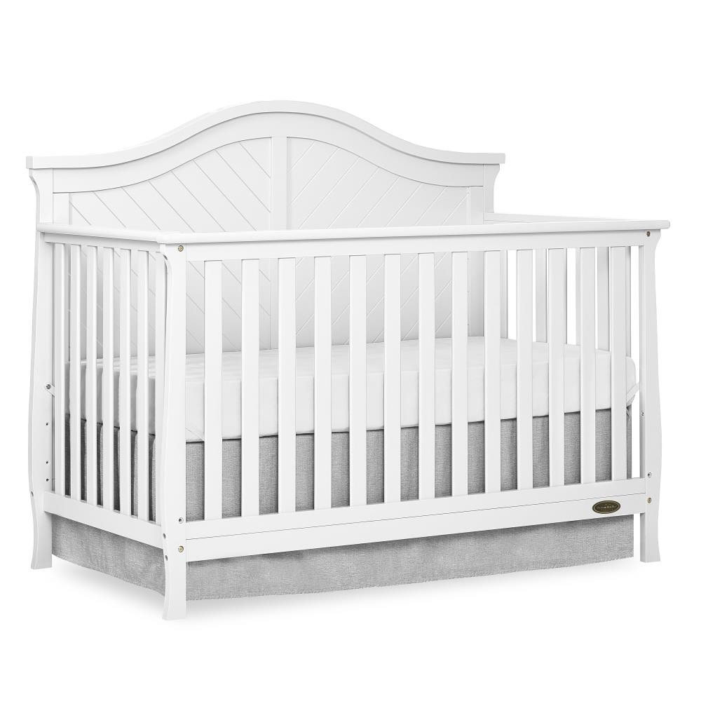 White 4-in-1 Convertible Crib | Traditional Style | Wood Construction | JPMA Certified | Gender-neutral | Light Shade | - Dream On Me 730-W