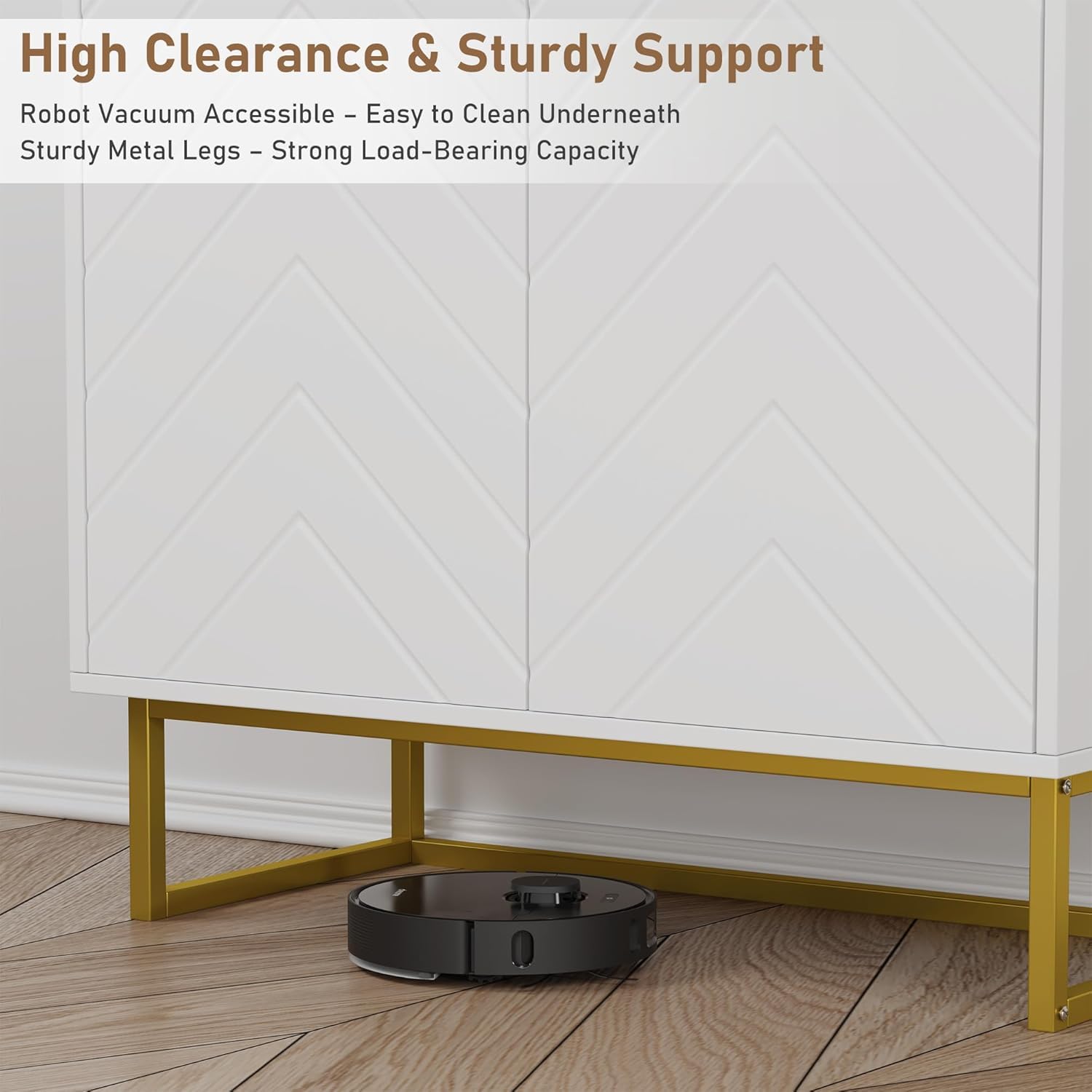 Garvee Modern White Sideboard Buffet Cabinet Set of 2 Wood Accent ...
