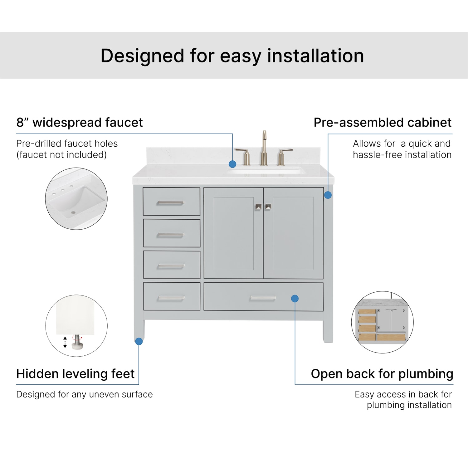 ARIEL A042SRCQRVOGRY Bath-Vanity-Combo - View #7