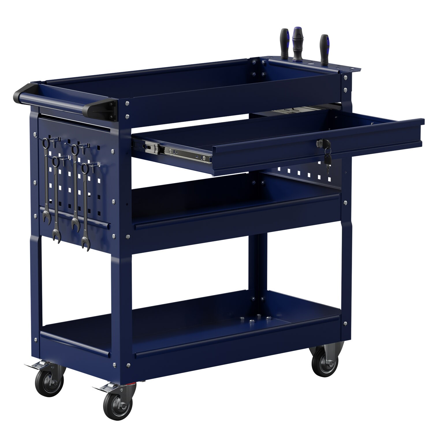 WEN Black Plastic Utility Cart - Two-Tray 300lb Capacity Double Decker  Service & Utility Cart - Multi-Level Storage - 4-inch Swivel Casters in the Utility  Carts department at