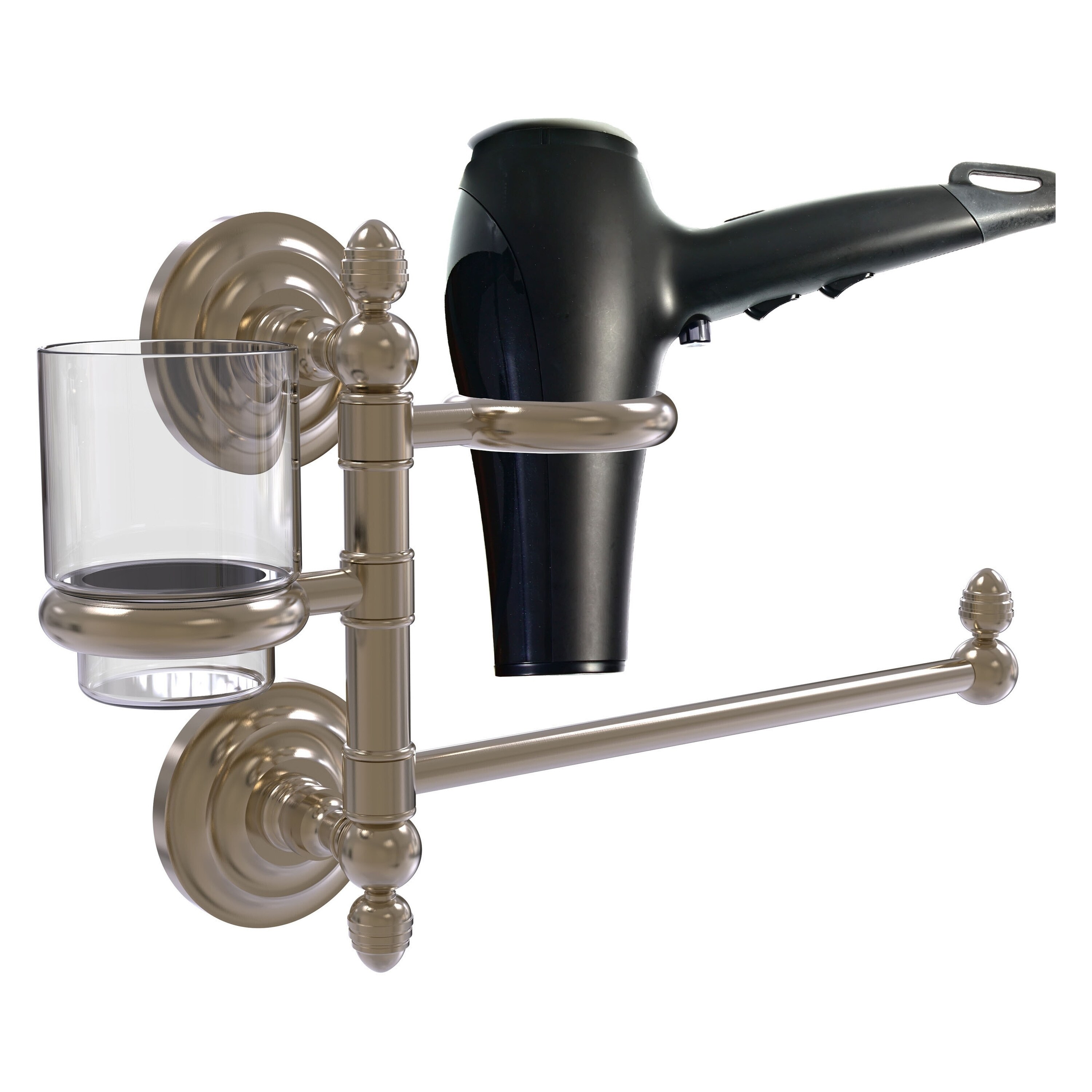 Allied Brass QN-GTBD-1-PEW 2 -Piece Que New Antique Pewter Decorative Bathroom Hardware Set Towel Bar, Included