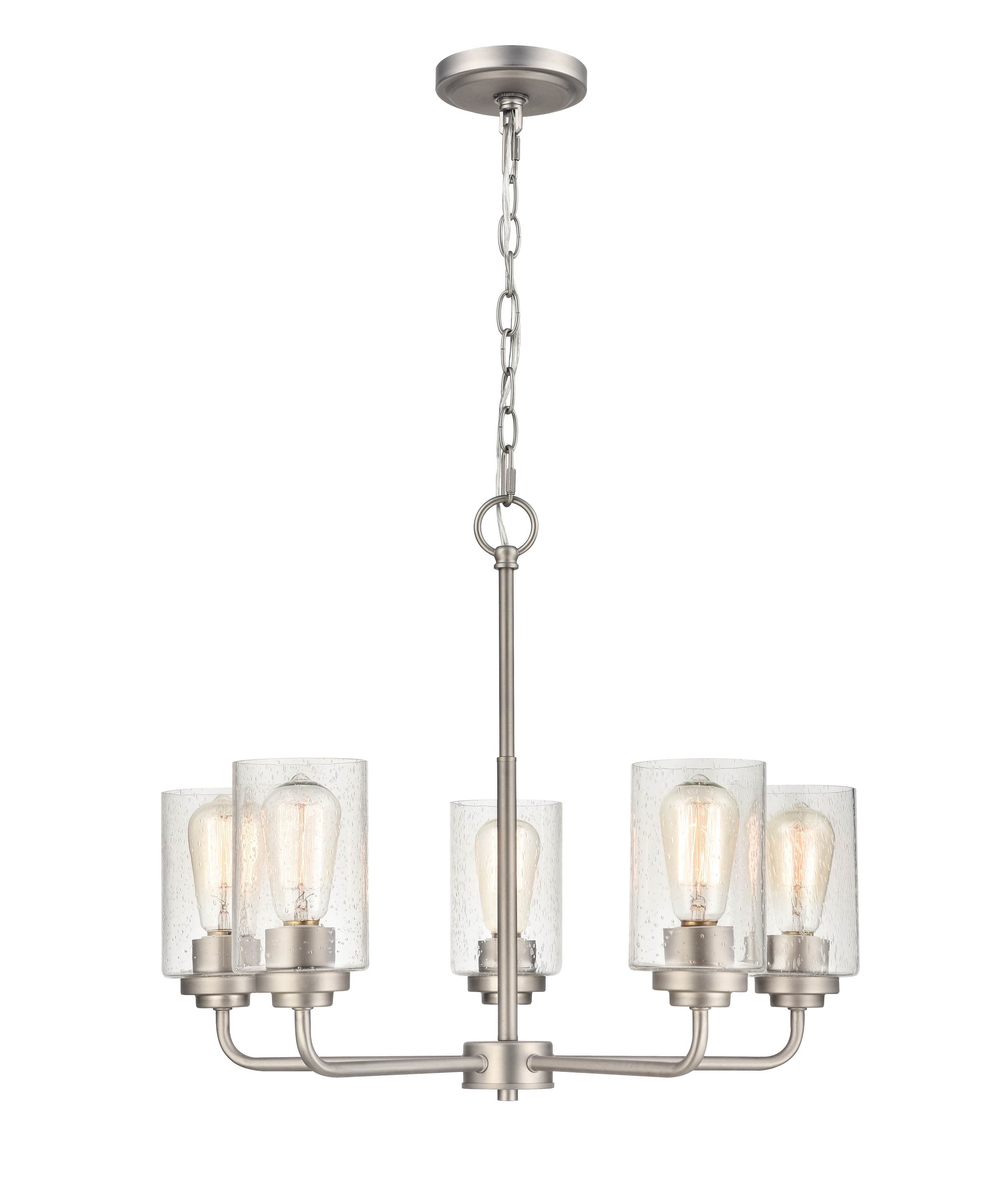 Millennium Lighting 9605-SN Moven 5 -Light Satin Nickel Traditional For Use in Bedrooms, Dining Rooms, Foyers, Kitchens, Living Rooms Chandelier