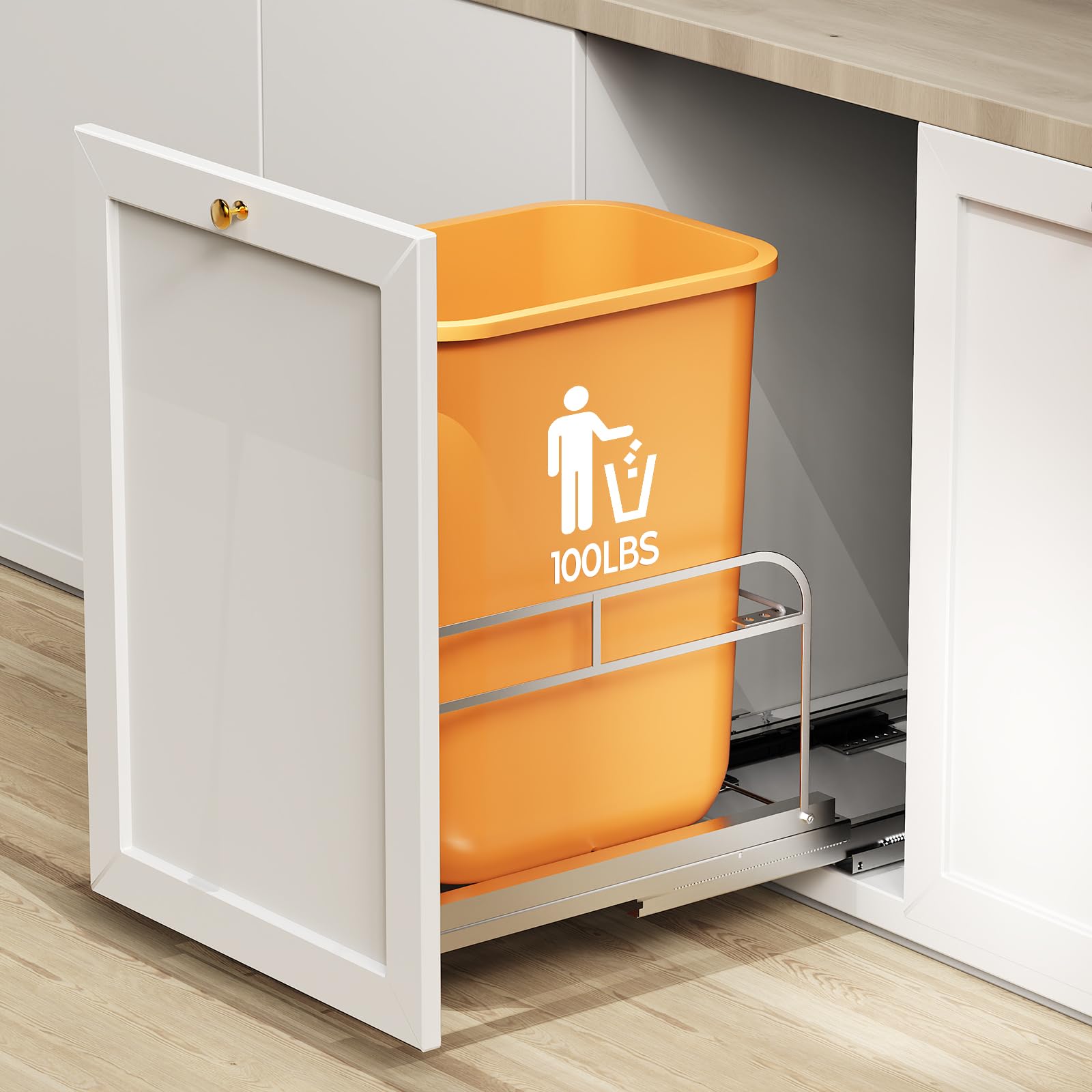 UUDULY Pull Out Trash Can Under Cabinet Kit with Soft Close Slides for Kitchen Sink Drawer Fits Cabinets Twelve Inch Wide by Eighteen Inch Deep #LUU0813U258