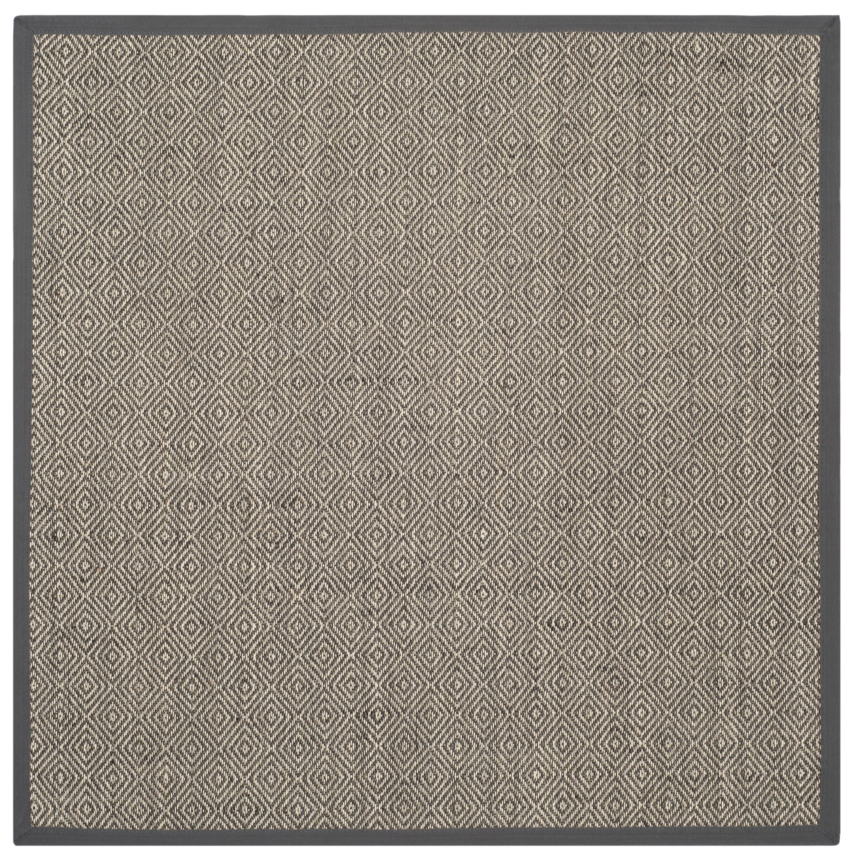 Safavieh NF151A-6SQ Natural Fiber Bayberry 6 x 6 (ft) Loomed Sisal Natural/Dark Gray Square Indoor Geometric Coastal Area rug