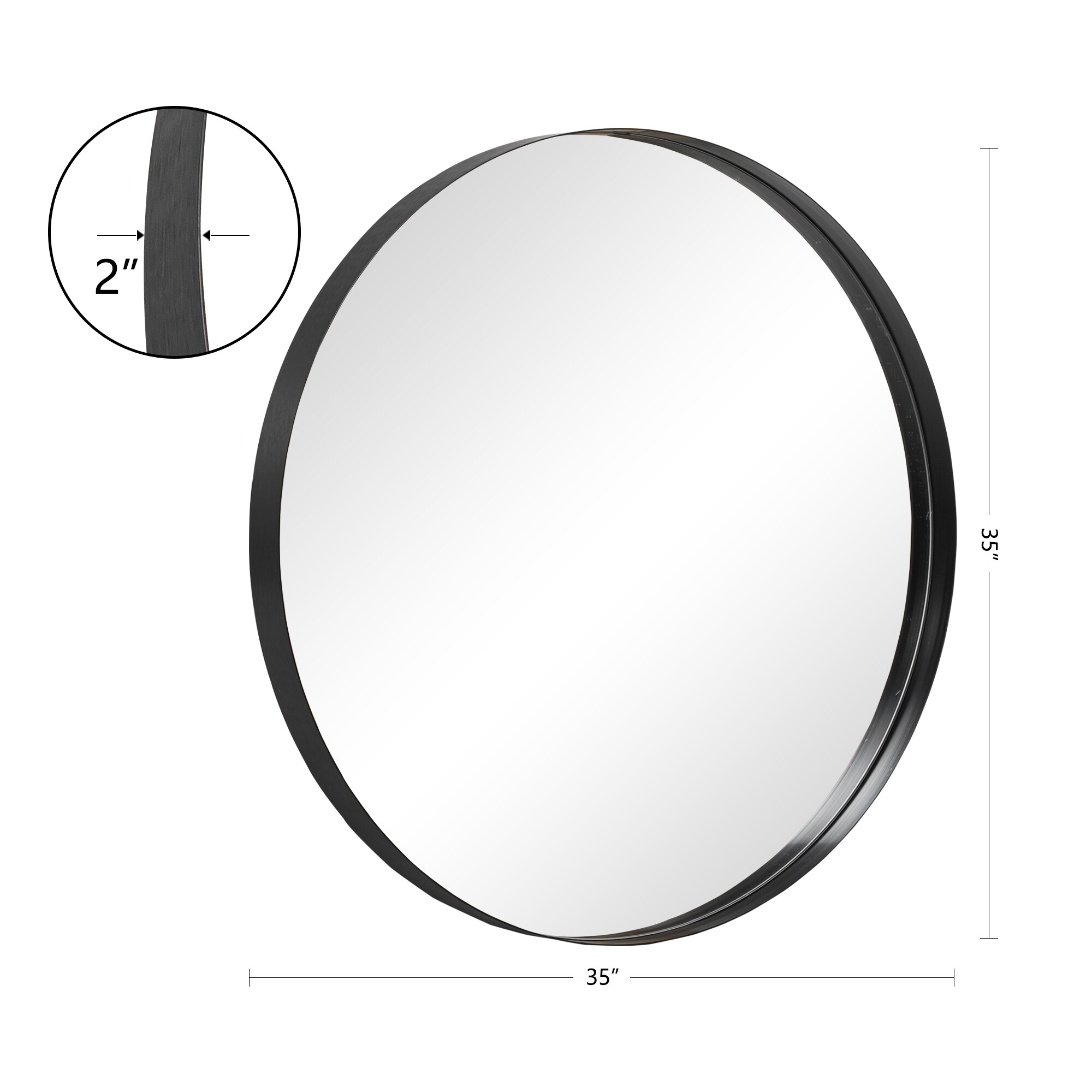 NeuType 35-in x 35-in Framed Round Bathroom Vanity Mirror (Black) in ...