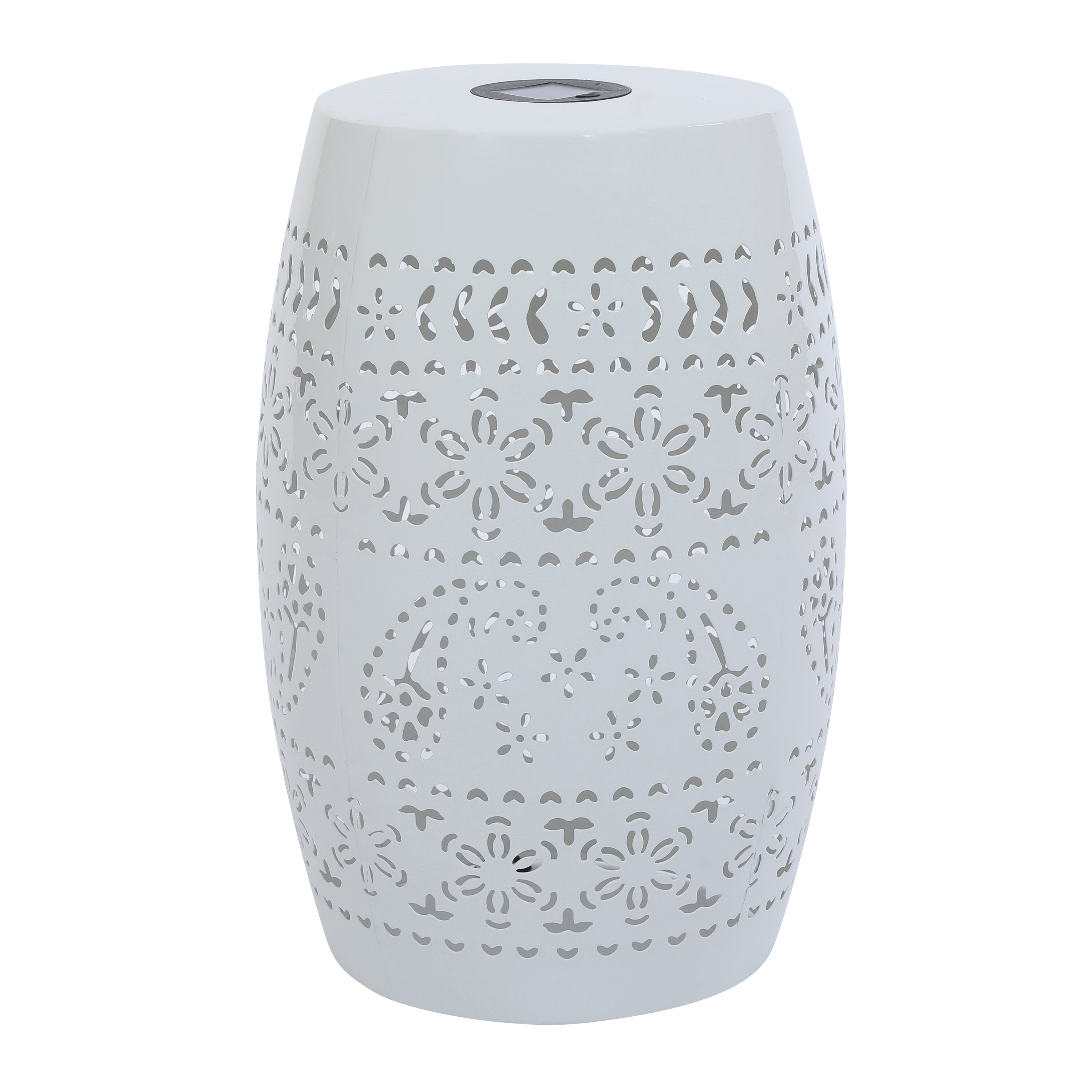 AHIOU HOME ZAAHG-P182381WGS 18.25-in White Steel Barrel Garden Stool