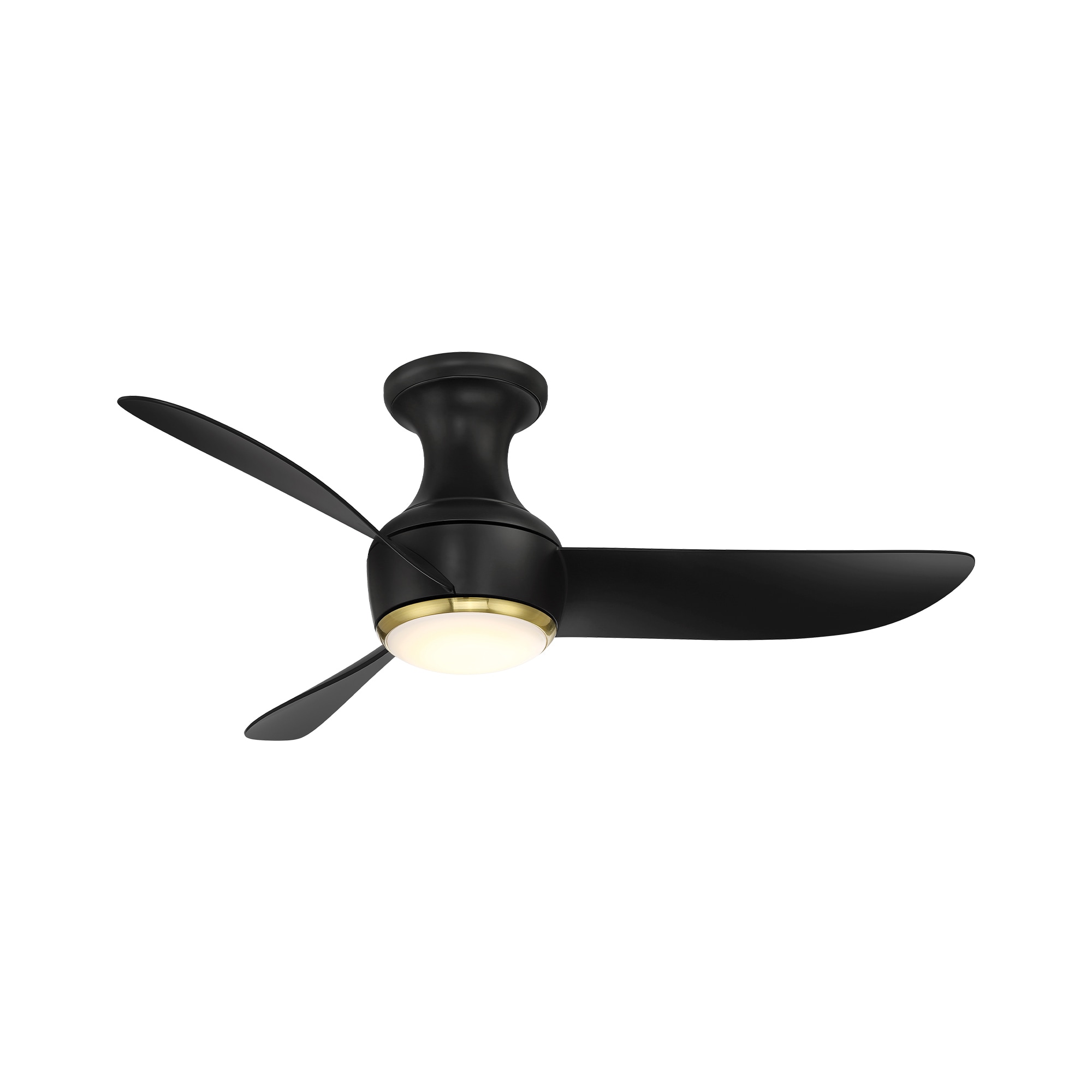 Modern Forms FH-W2203-44L-SB/MB Corona 44-in Integrated LED Outdoor Flush Mount Smart Soft Brass with Matte Black Blades Ceiling Fan With Light - Remote Included ( 3 -Blade )