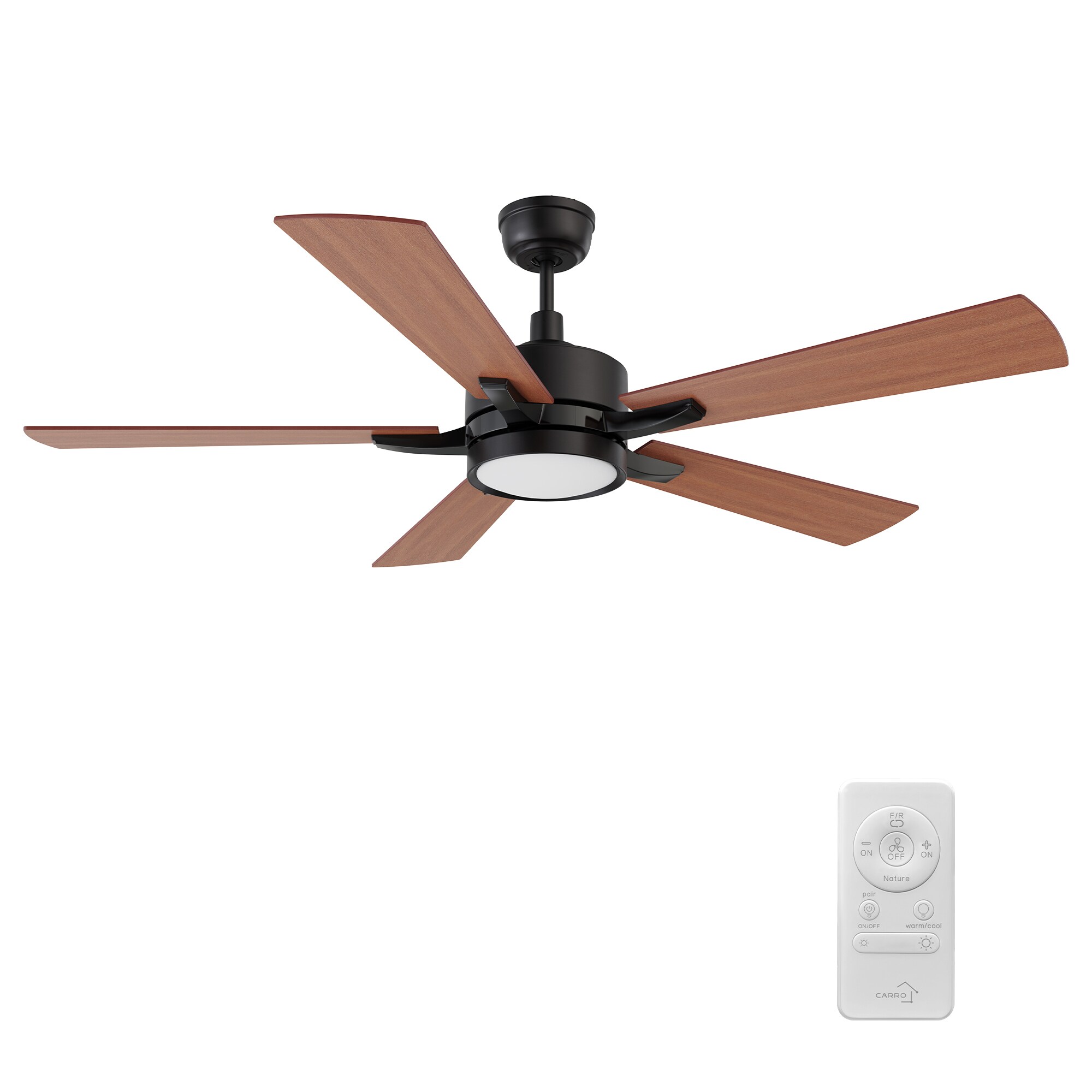 CARRO USA Sheffield 56-in Black with Brown Wooden Blades Indoor Ceiling ...