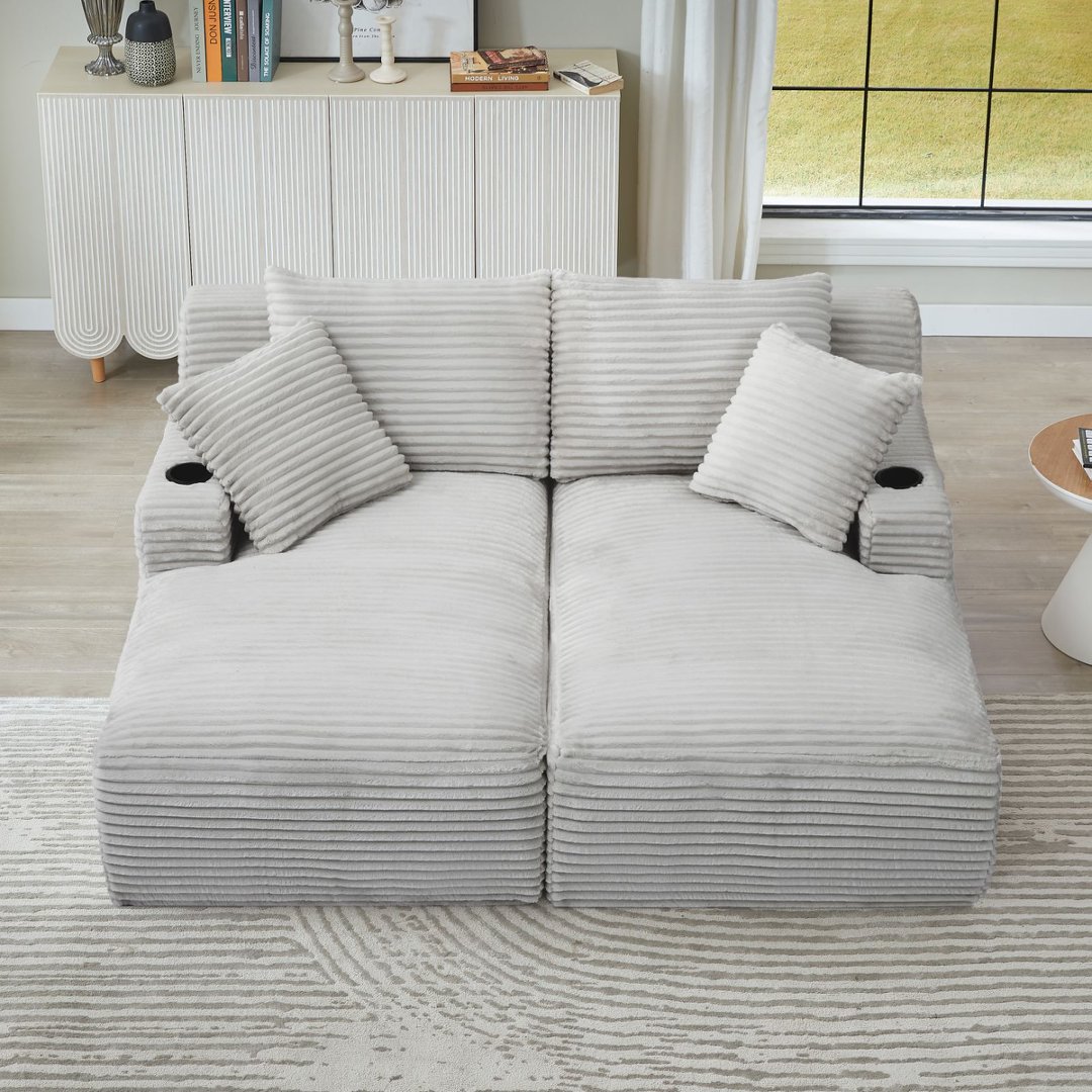 SIMTONAL Compressible double chaise lounge Fluffy Modern Sleeper ...